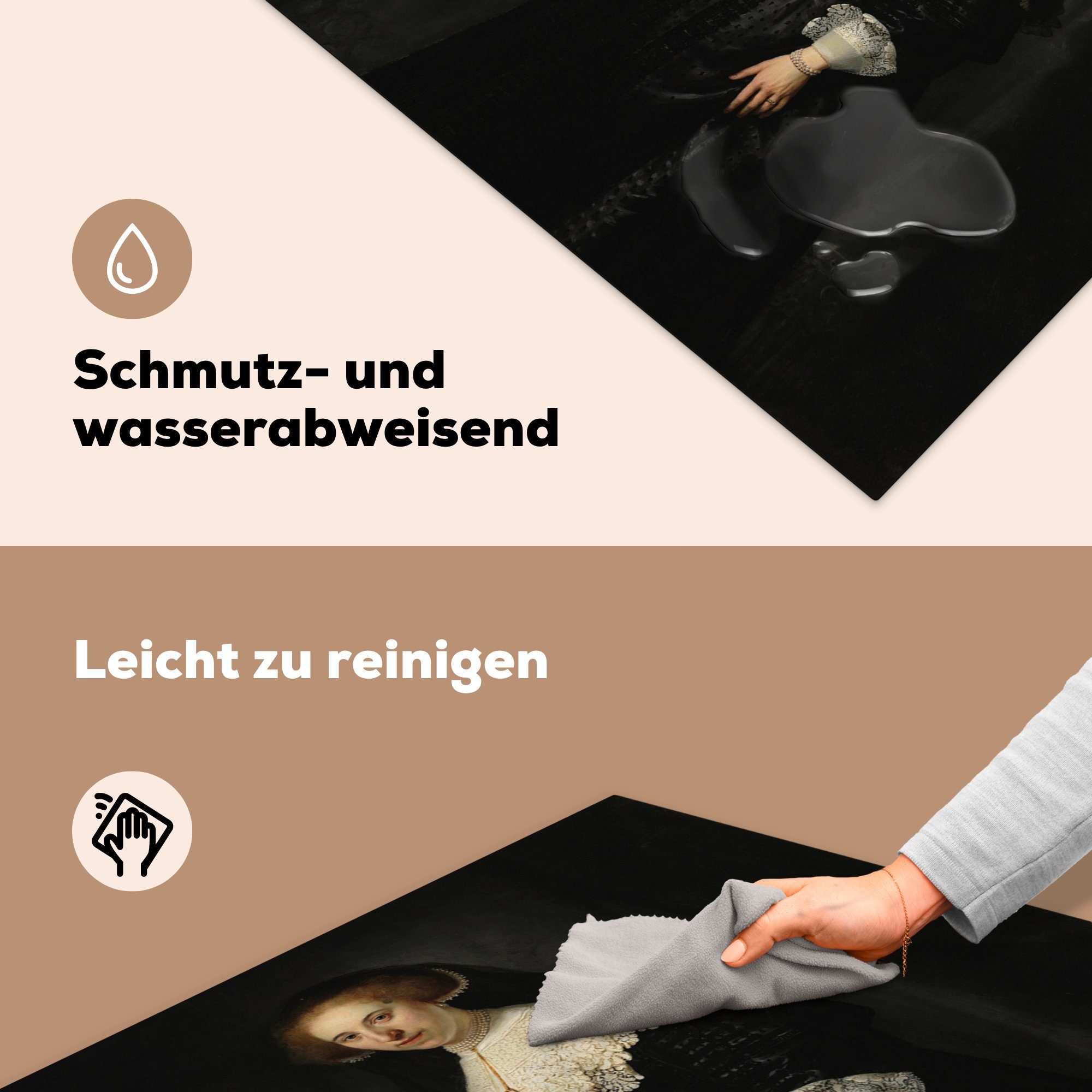 78x78 Eheporträt - Oopjen tlg), Gemälde Vinyl, Ceranfeldabdeckung, Rembrandt Herdblende-/Abdeckplatte van MuchoWow von Coppit Rijn, Arbeitsplatte küche für cm, (1 von