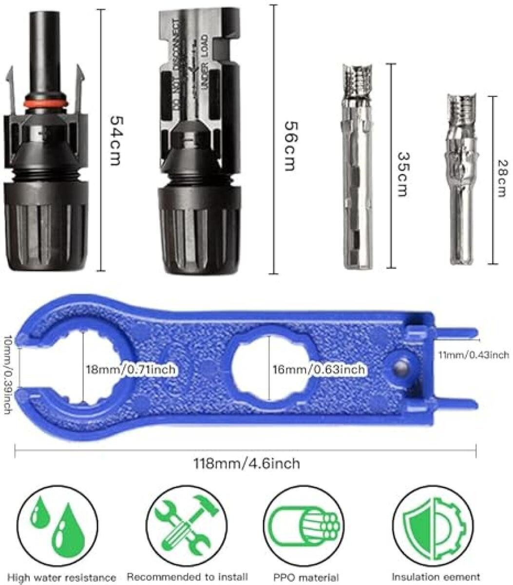FELIXLEO Solarmodul Solarstecker 10 Paar IP67 Wasserdicht Männlich Weiblich 4 6mm² Kabel, (1-St) – Bild 2 von 5