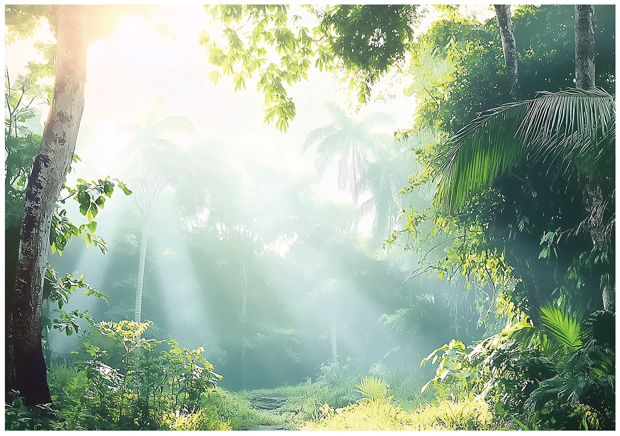 Wallarena Fototapete 3D Wald Sonne Natur Vlies Tapete Wohnzimmer Schlafzimmer Wandtapete, Glatt Vlies Washable, Wald, Sonne, Natur, (Packung, 2 St., Vlies Fototapete), Vliestapete schwarz Wohnzimmer Schlafzimmer Küche Tapete + Kleister