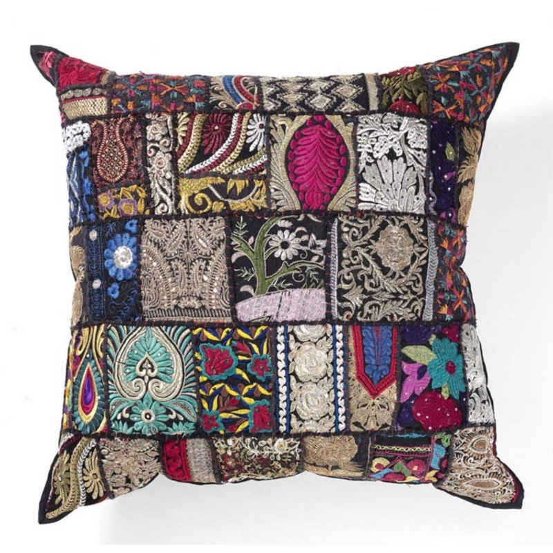 Casa Moro Dekokissen Orientalisches Patchwork Kissen Mar 40x40 cm aus Baumwolle, Besticktes Zierkissen