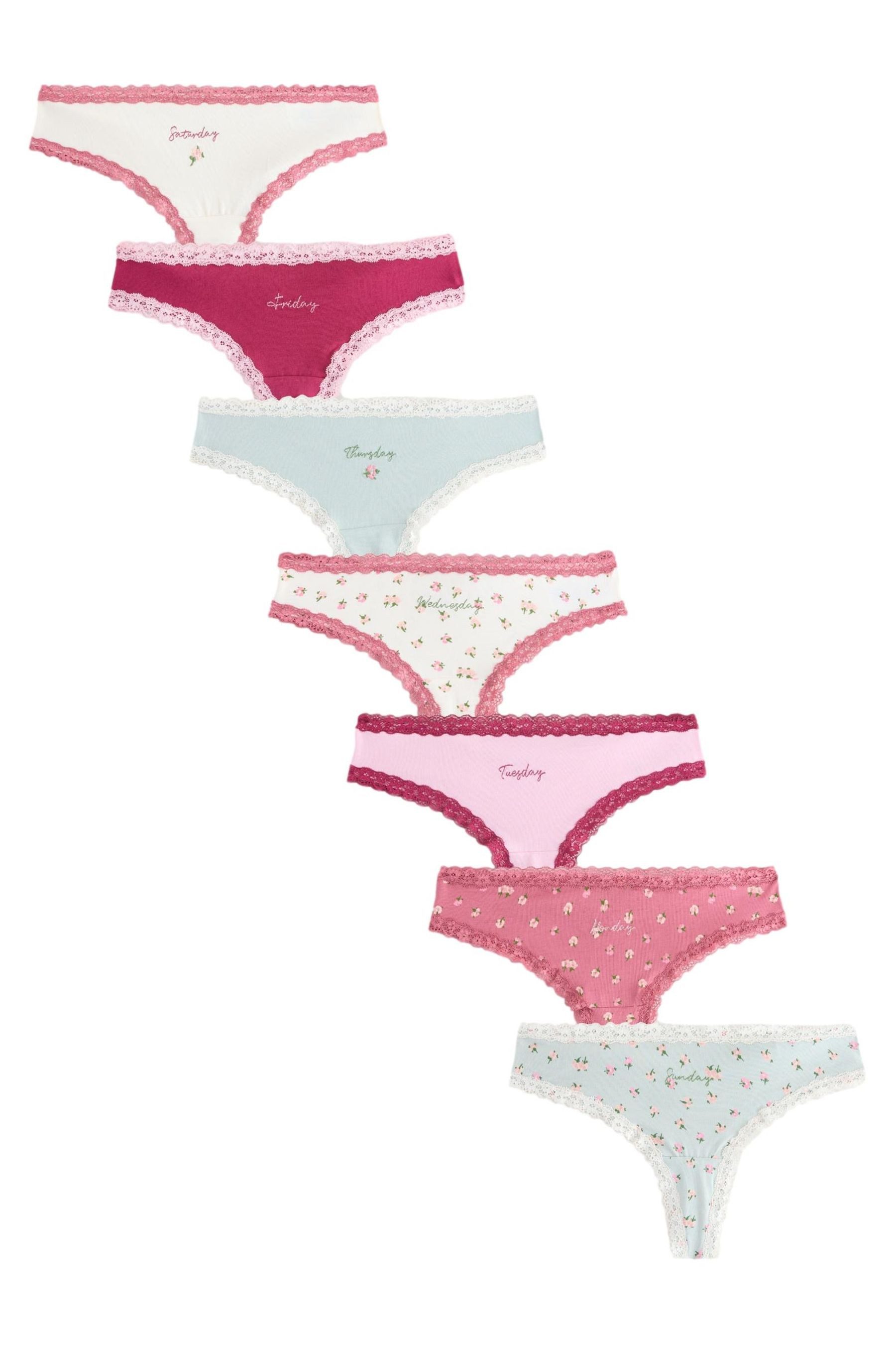 Next Tanga 7er-Pack Baumwollslips mit Spitze, Tanga (7-St)