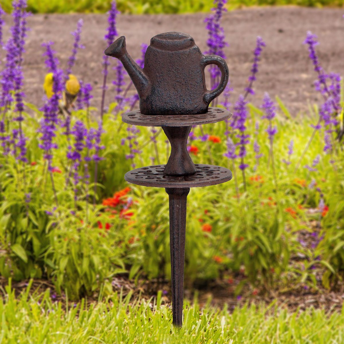 Antikas Gartenpflege-Set Schlauchführung, Gusseisen, Giesskanne, Braun, Gartenschlauch