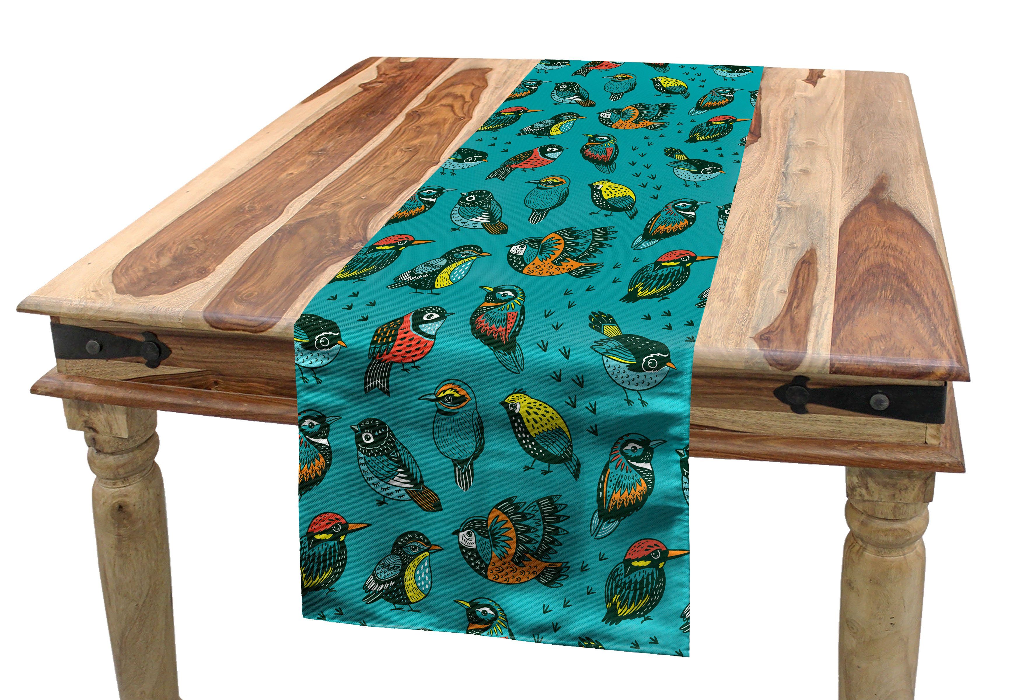 Tischläufer Prints Foot Tischläufer, Vögel Rechteckiger Abakuhaus Küche Dekorativer Esszimmer Vogel Tiny