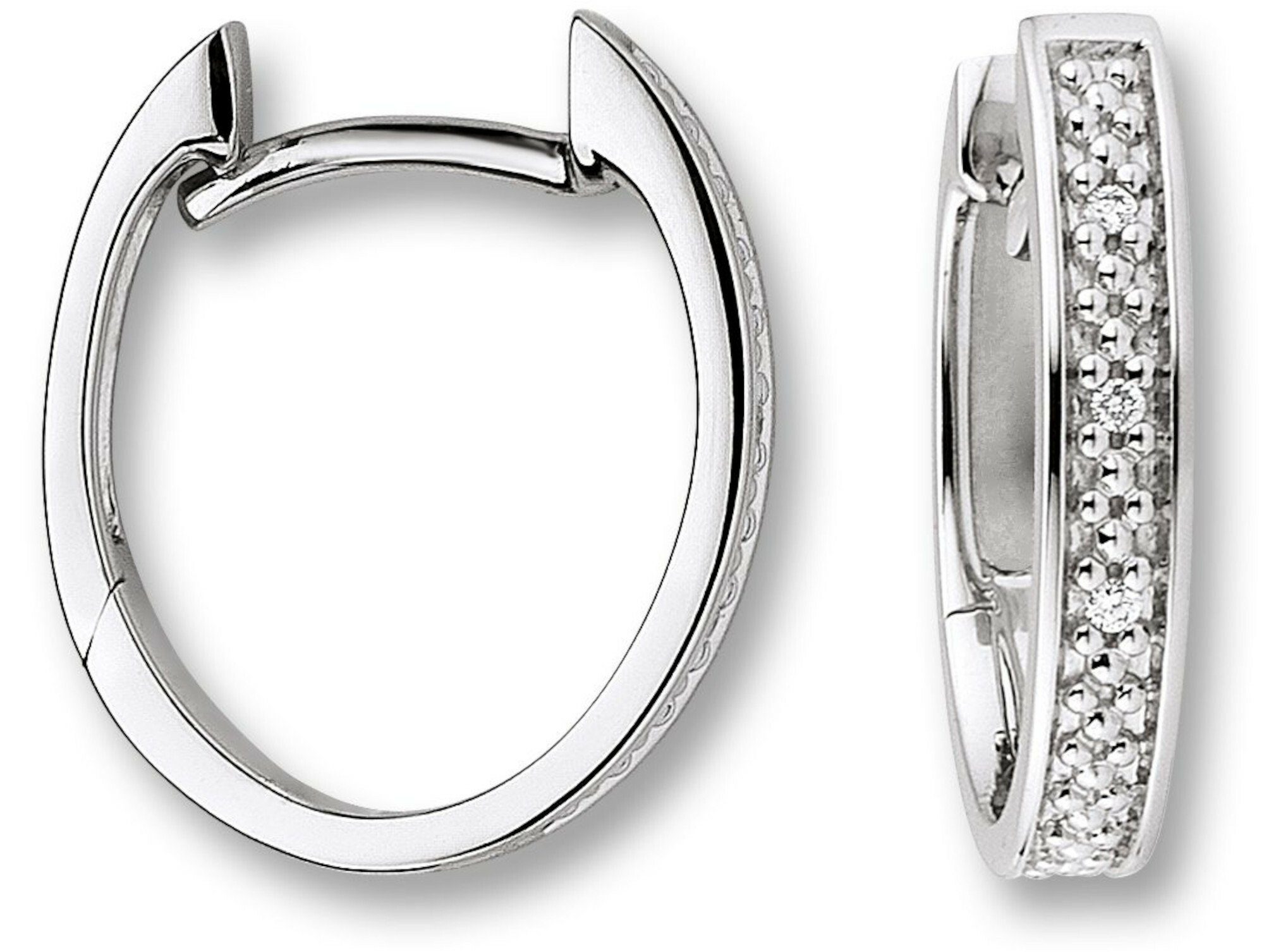 ONE ELEMENT Paar Сережки-кільця 0.02 ct Diamant Brillant Сережки Сережки-кільця aus 585 Weißgold, Damen Gold Schmuck