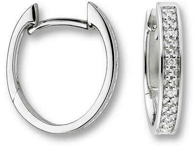 ONE ELEMENT Paar Creolen 0.02 ct Diamant Brillant Ohrringe Creolen aus 585 Weißgold, Damen Gold Schmuck