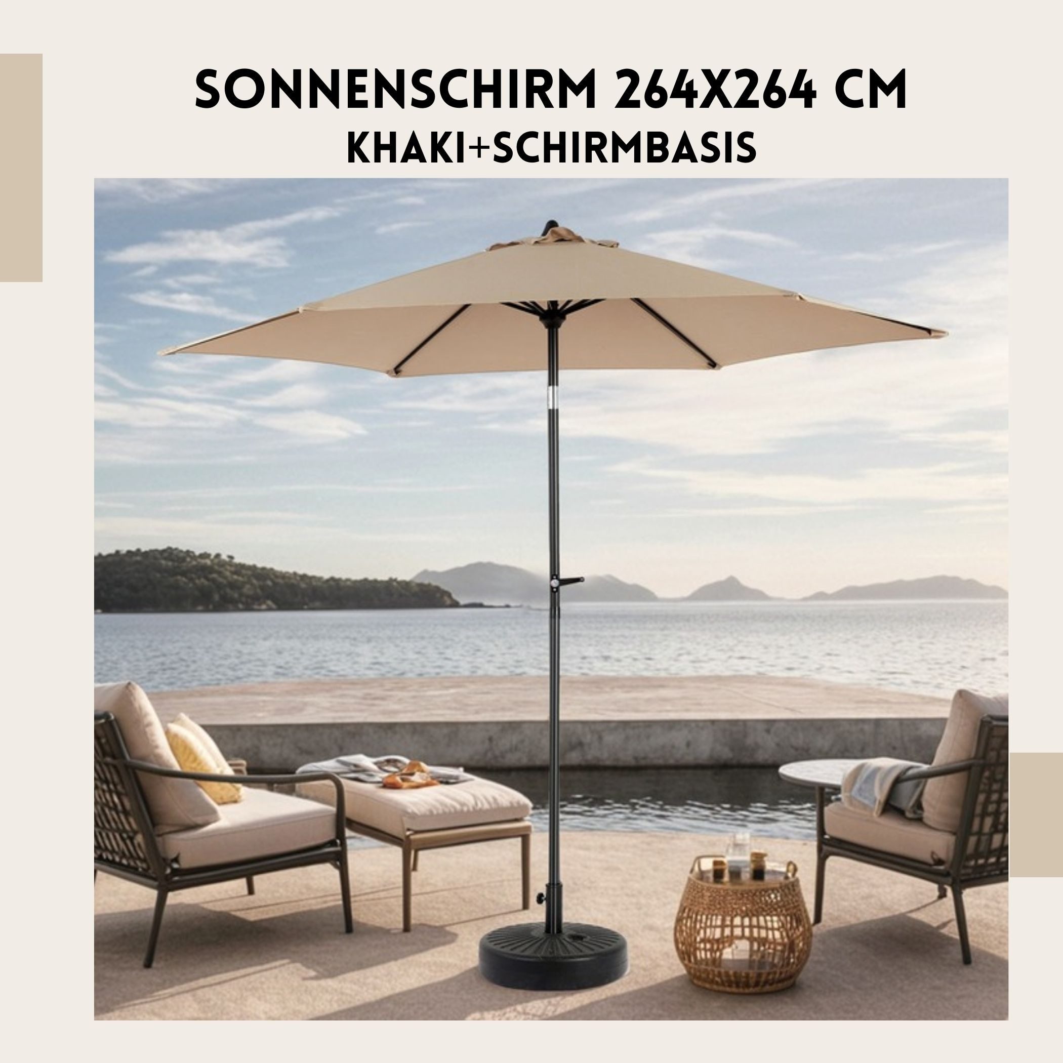 SeedWave Sonnenschirm mit wasserdichtem Polyester, 360°Drehung, günstig online kaufen