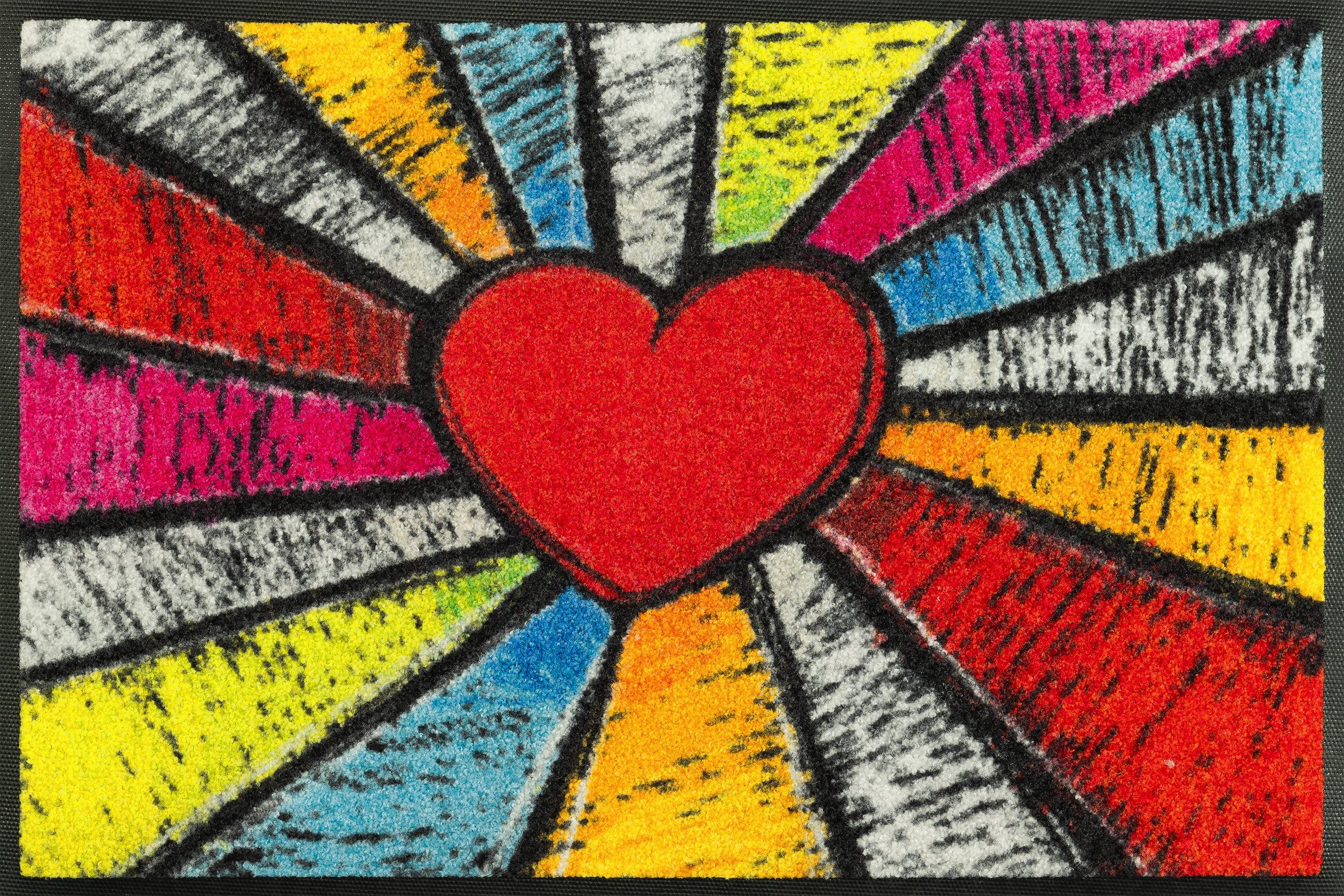 wash+dry by Kleen-Tex Fußmatte Pop Art Heart, rechteckig, Höhe: 7 mm