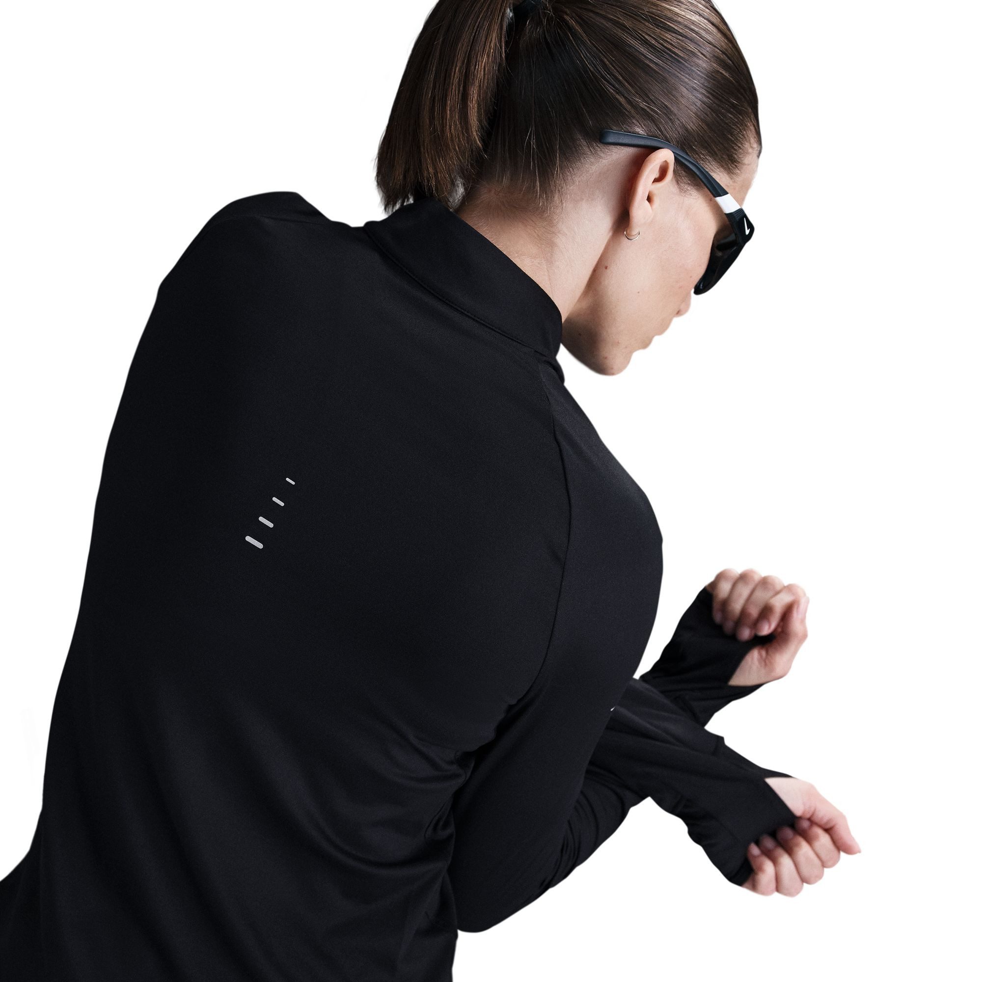 Nike Lauftop W NK SWIFT DF UV HZ TOP hochschließender Kragen, mit Reißverschluss, atmungsaktives Material