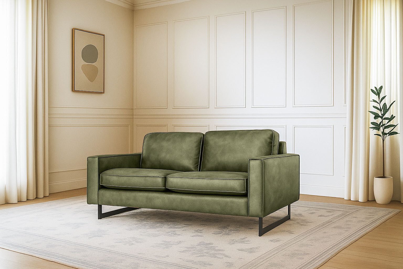 Home affaire 2-Sitzer Pinto, 166 cm, Cord, Chenille, Lederoptik, mit Keder, schwarze Metallfüße, Wellenunterfederung