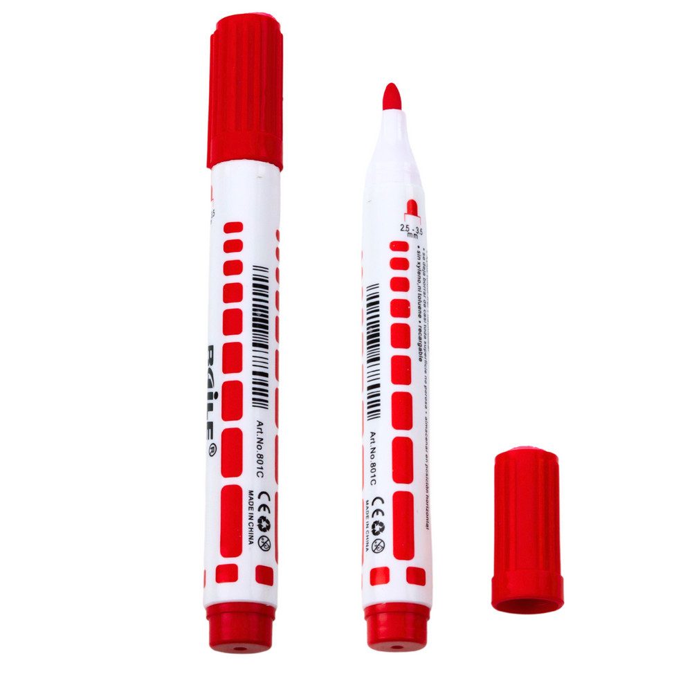 LEAN TOYS Whiteboard Marker Tafelmarker Boardmarker Trockenmarker, (Spar-Set, 12-tlg., 14, 5 cm abwischbar), trocken abwischbar, 12er-Set, 2,5-3,5 mm Strich