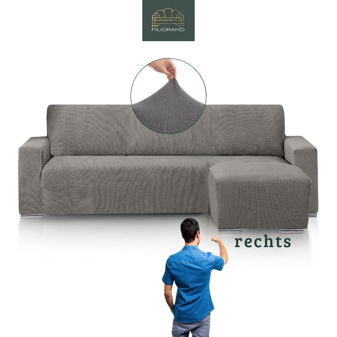 Belmarti Sofahusse 1-teiliger Sofabezug für L-Form mit Ottomane, hergestellt in Spanien, elastisches Material, hochwertiger und langlebiger Baumwollmix