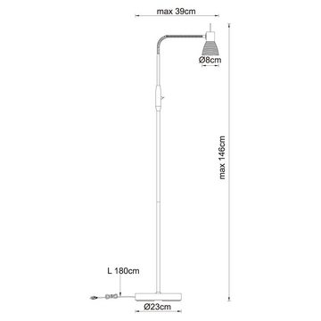 Globo Stehlampe, Leuchtmittel nicht inklusive, Stehlampe Wohnzimmerleuchte Metall Glas nickel Spot beweglich H 146 cm