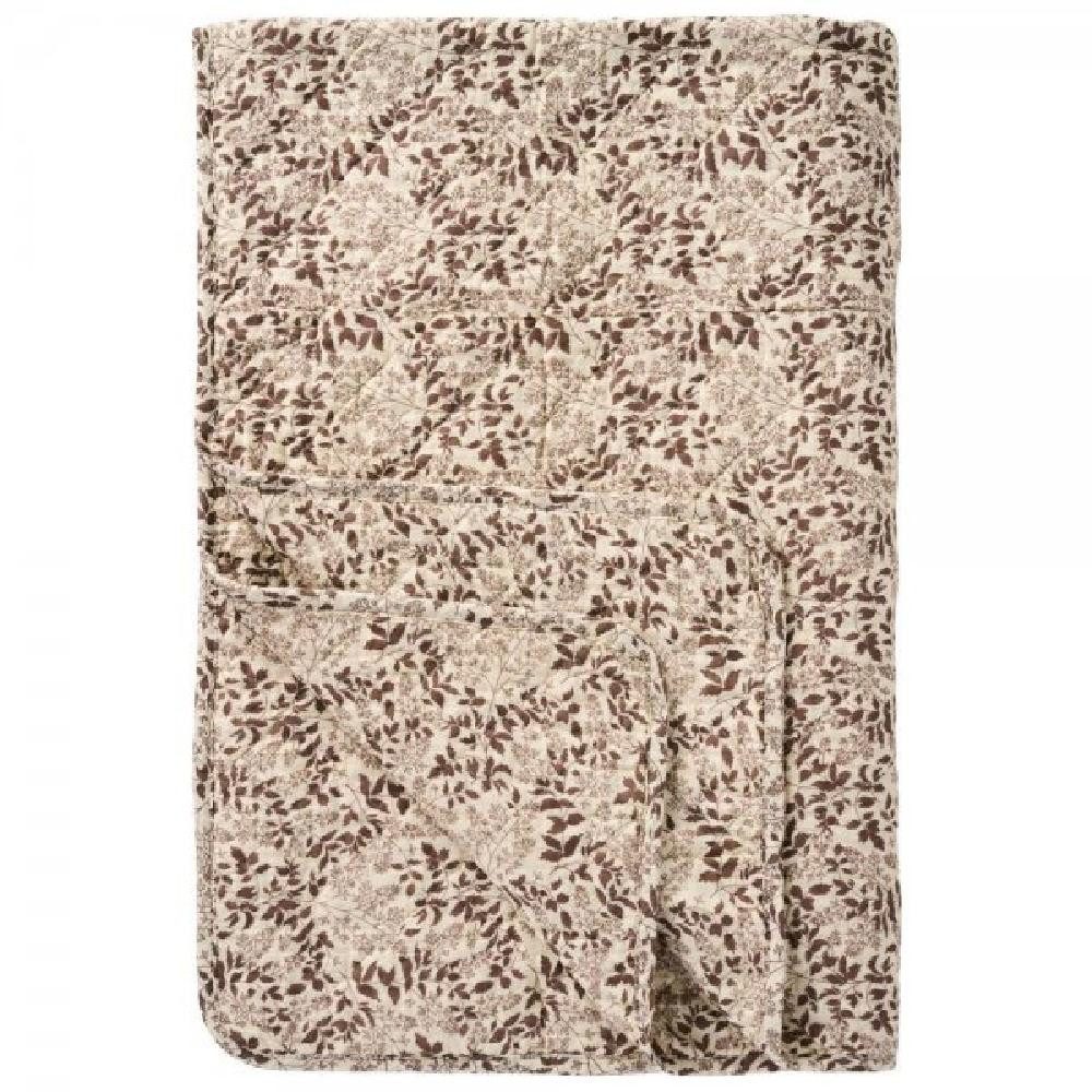 Wohndecke Ib Laursen Quilt Decke Tagesdecke Blattmuster Natur Milky Braun ( günstig online kaufen