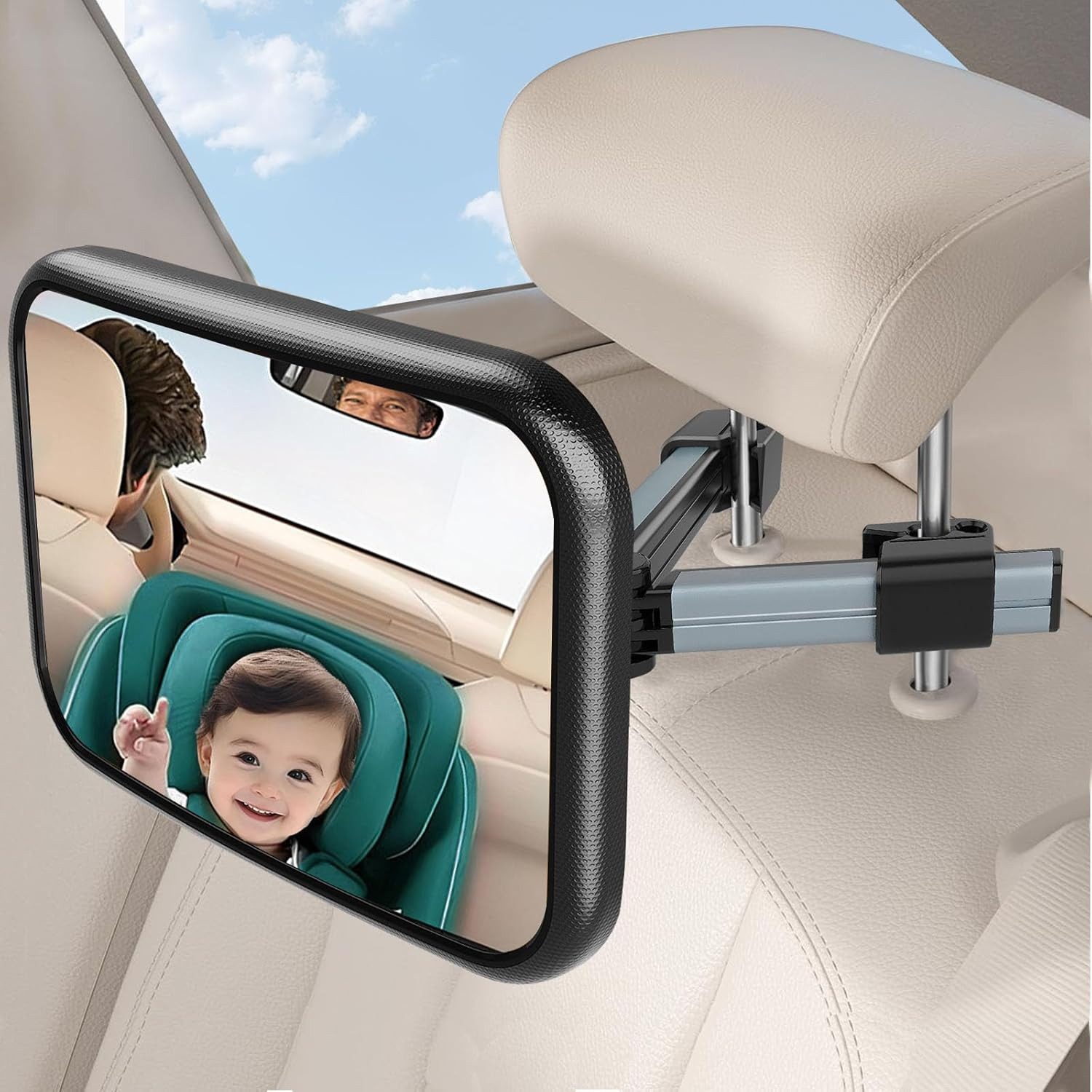 SURFOU Babyspiegel spiegel auto baby rückbank – 360° Drehbar, Bruchsicher & Weitwinkel (baby spiegel auto,baby spiegel auto,spiegel baby auto rücksitz), autospiegel baby rücksitz,auto spiegel für baby,baby autospiegel