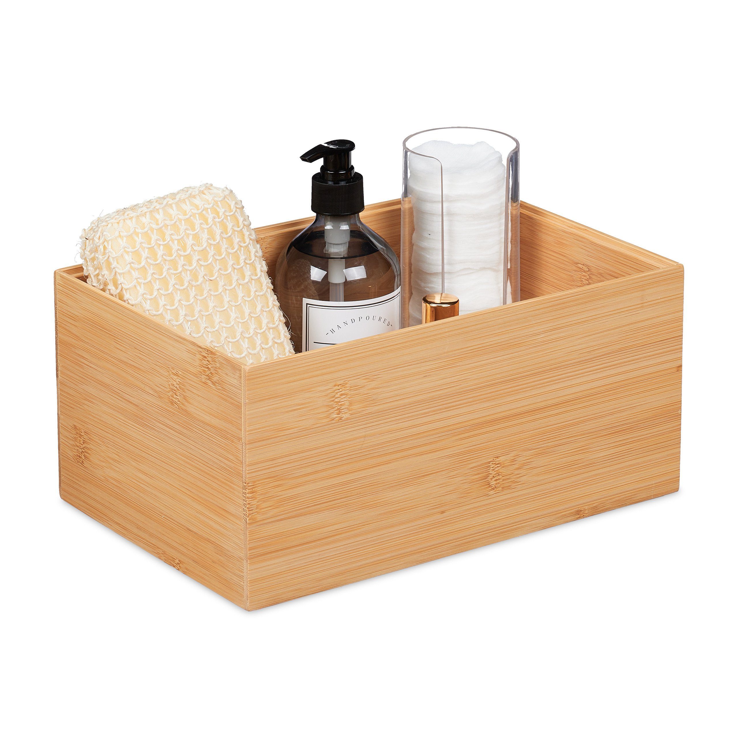 relaxdays Aufbewahrungsbox Aufbewahrungskiste Bambus stapelbar, M günstig online kaufen