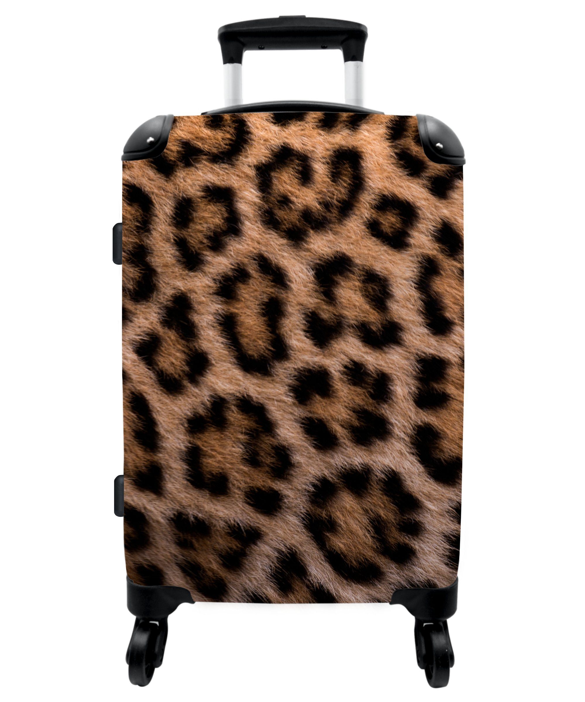 NoBoringSuitcases.com© Koffer 67x43x25cm Panther Druck - Tiere - Braun, 4 Rollen, Aufgabegepäck Trolley Rollkoffer Große Reisekoffer mit 4 Rollen -