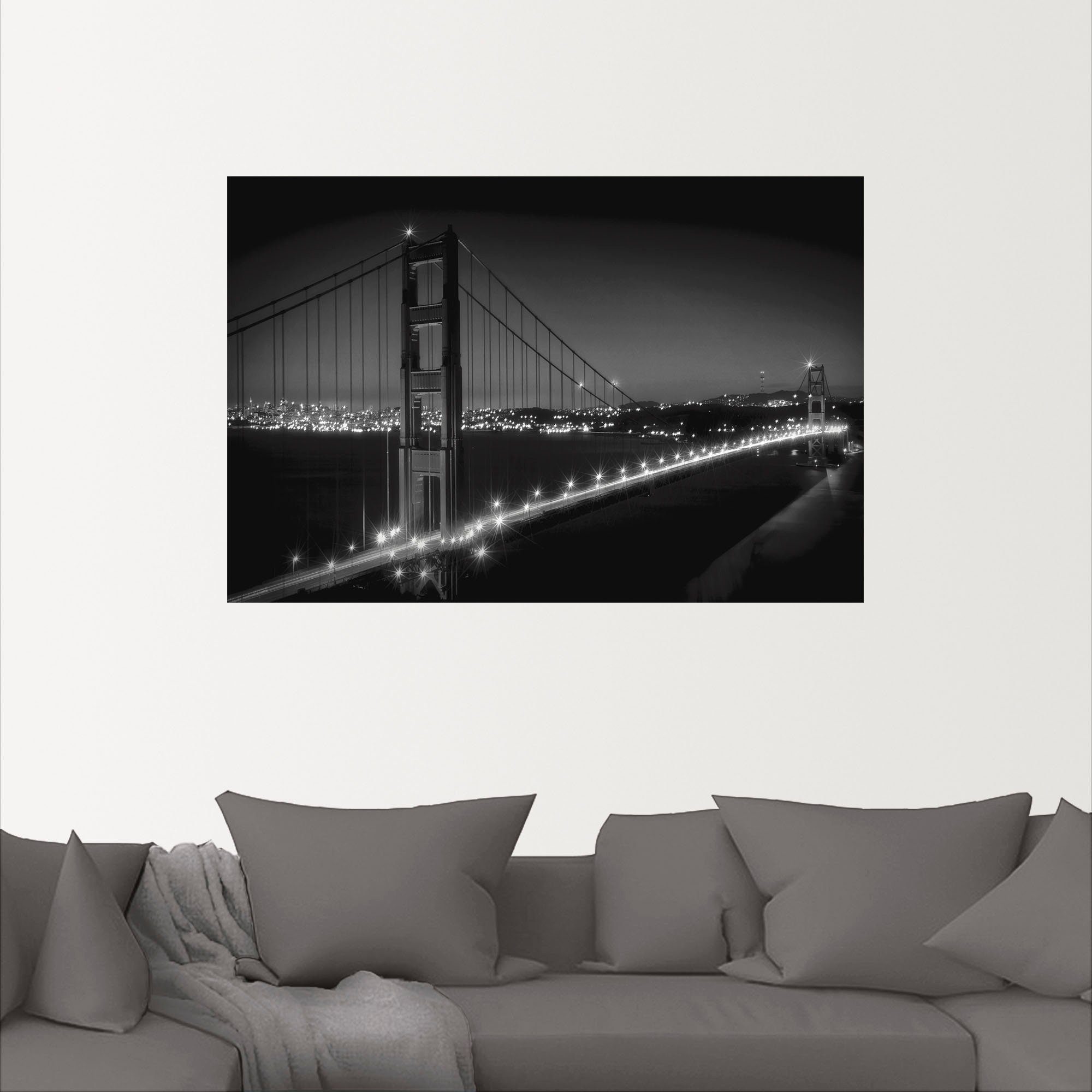 Alubild, Leinwandbild, versch. Poster Gate als Artland St), oder Abend, Bridge (1 Golden Francisco San Größen in Wandaufkleber am Wandbild