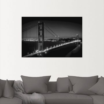 Artland Wandbild Golden Gate Bridge am Abend, San Francisco (1 St), als Alubild, Outdoorbild, Wandaufkleber in verschied. Größen