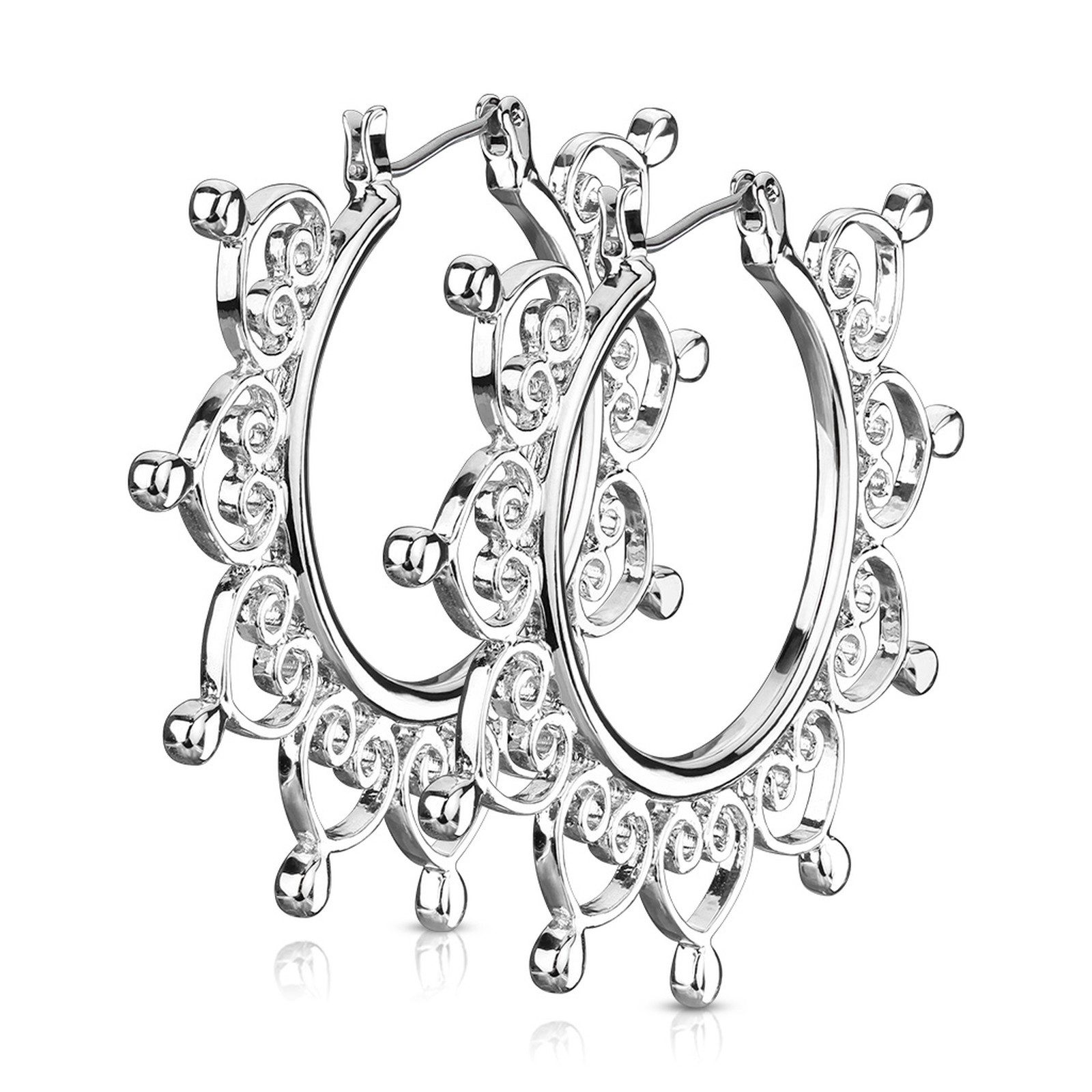 Order & Smile Schmuck Paar Creolen Boho Creolen groß: filigrane Ohrringe im Ethno-Stil