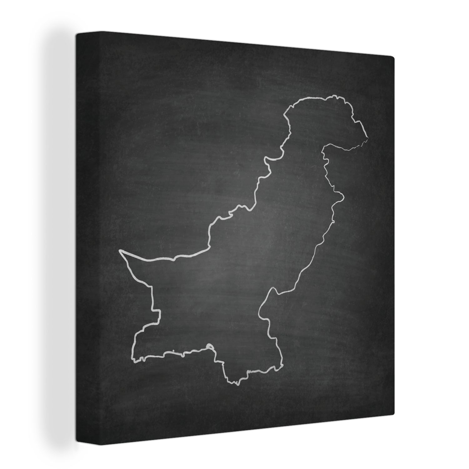 OneMillionCanvasses® Leinwandbild Illustration der Karte Pakistans auf einer Kreidetafel, (1 St), Leinwand Bilder für Wohnzimmer Schlafzimmer