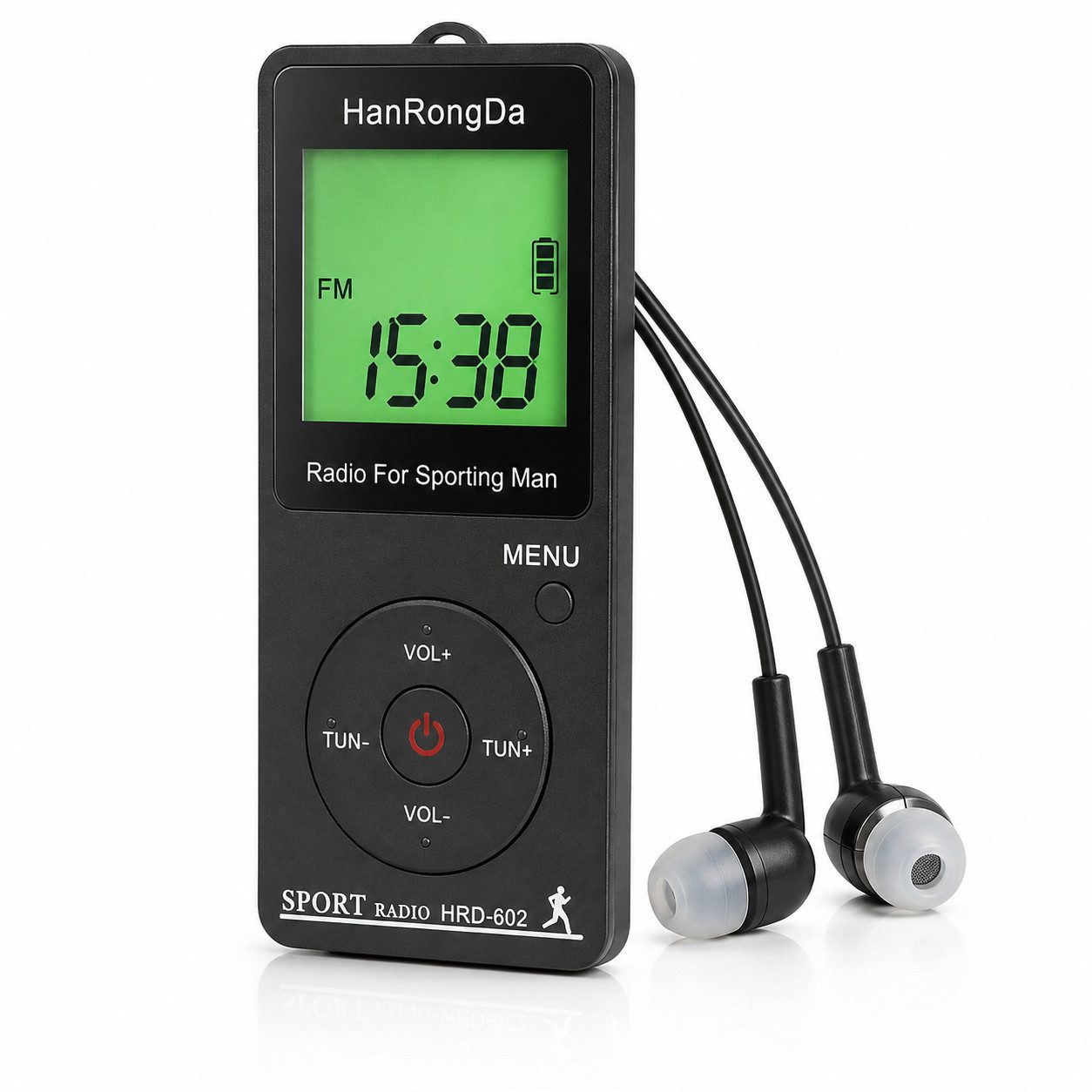 Lisabonde Radio Taschenradio AM/FM, Mini Sportradio tragbar mit Kopfhörer Radio (FM-Empfang, AM-Empfang, Kompaktes Design, grüne LCD-Hintergrundbeleuchtung)