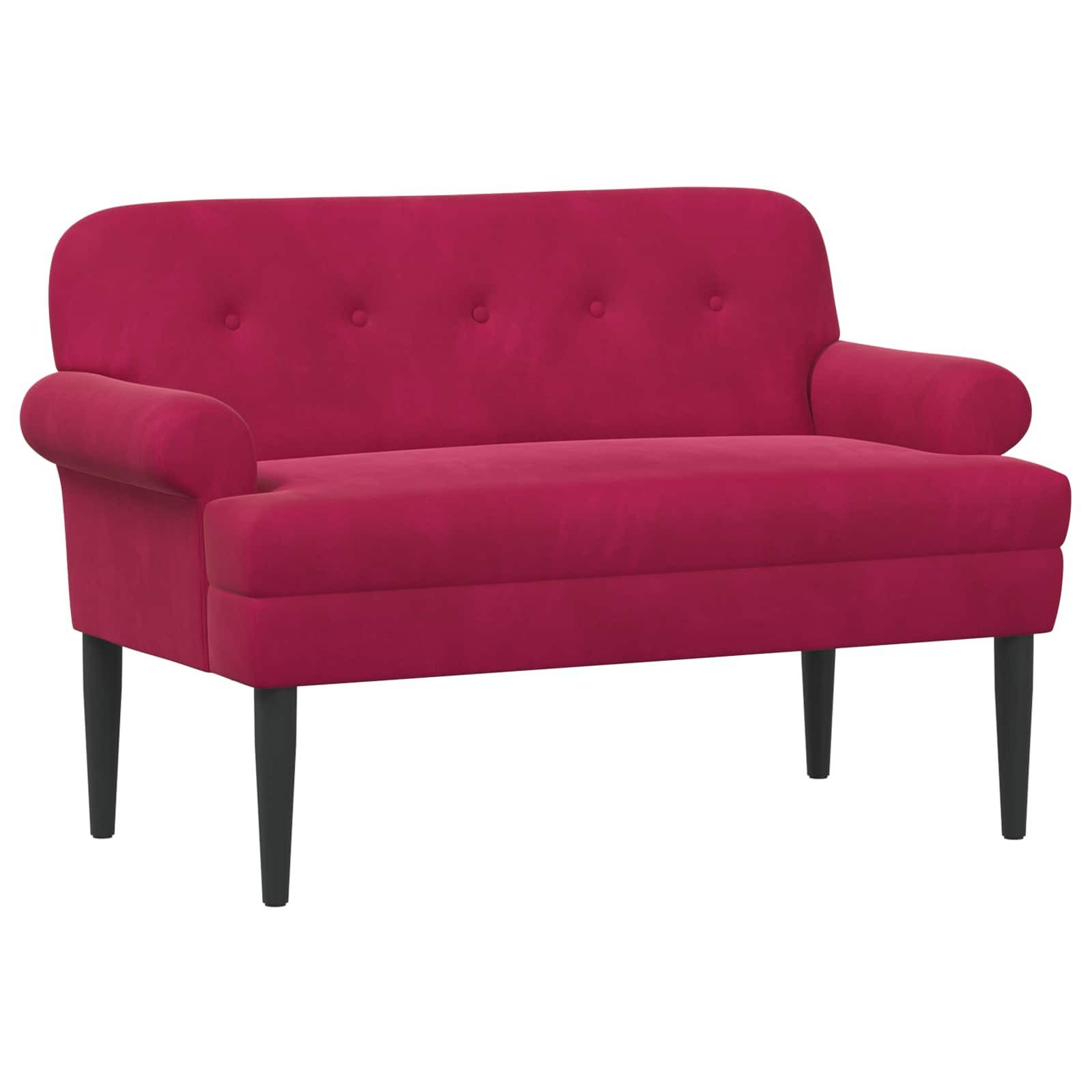 vidaXL Sitzbank Zweisitzer mit Knopfheftung Weinrot 120 x 66 x 78 cm Samt (1-St)