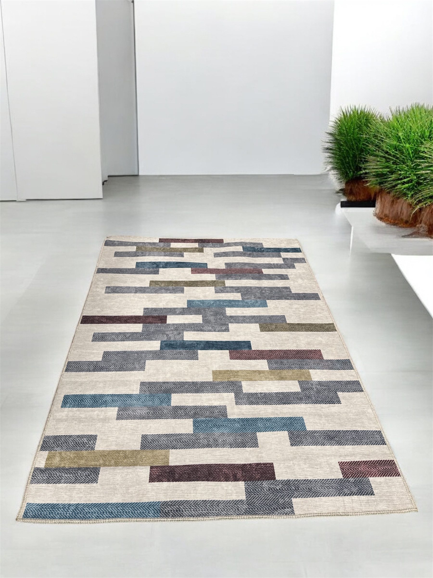 Rug Studios Teppich WEBTEPPICH MODERN - RUTSCHFEST MASCHINELL GEWEBT, Rechteckig, Höhe: 0 mm, Wohnzimmer, 115 x 165 cm, Multi