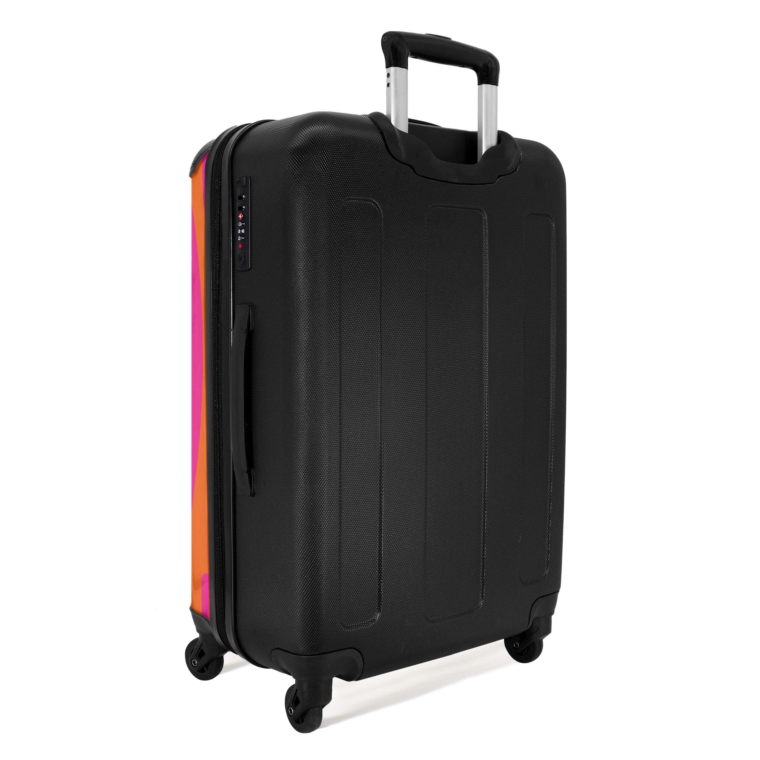 NoBoringSuitcases.com© Hartschalen-Trolley Rosa und orangefarbener Zebradruck 67 cm - 72 L, 4 Rollen, Hartschalenkoffer Mittel Groß für 20kg, Frauen Reisekoffer Trolley