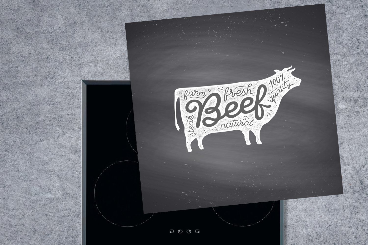 Tier für Steak, Kuh - Ceranfeldabdeckung, Vinyl, MuchoWow Herdblende-/Abdeckplatte Arbeitsplatte 78x78 (1 küche cm, tlg), -