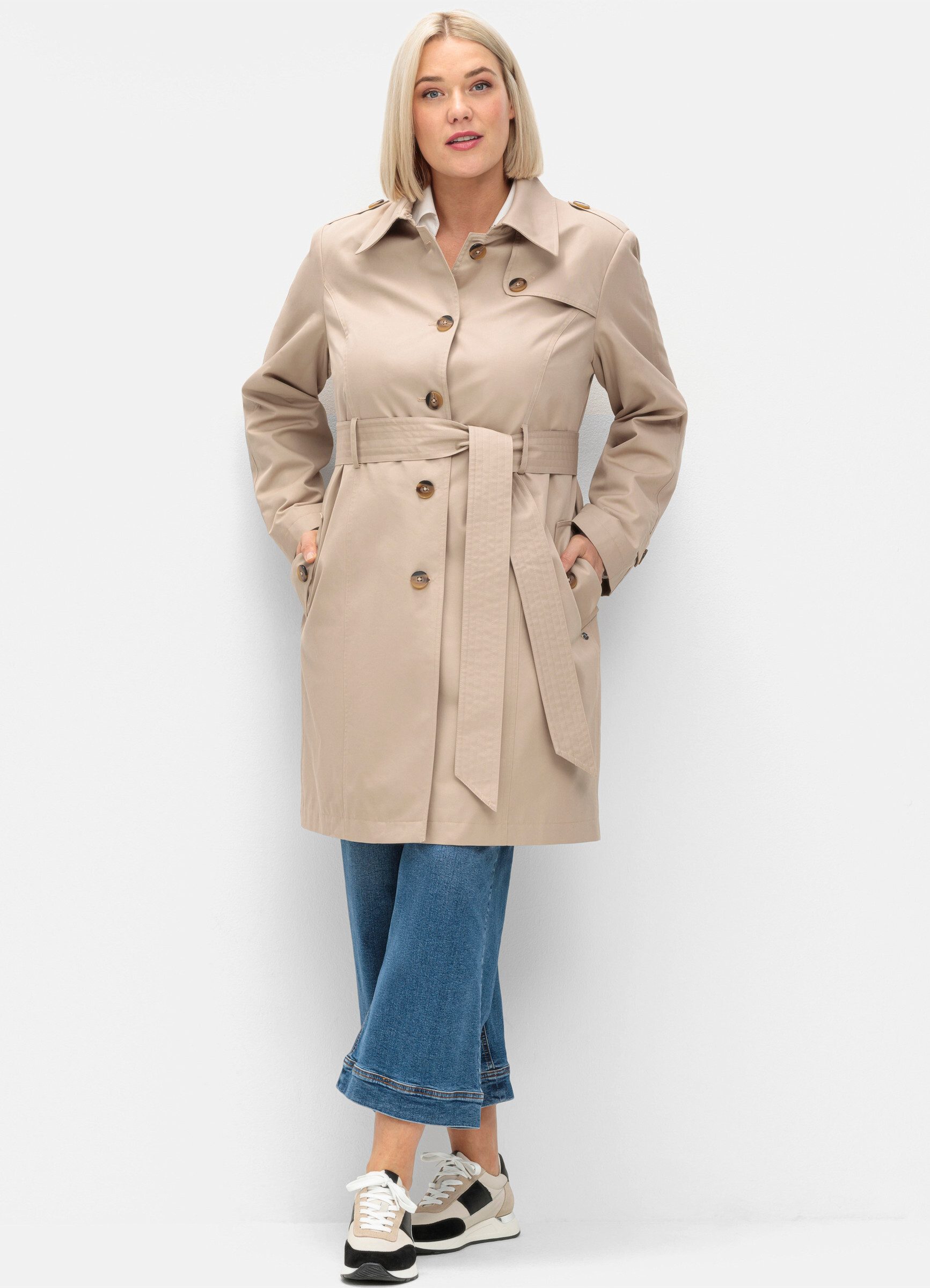 Sheego Langmantel Trenchcoat . in wasserabweisender Qualität günstig online kaufen