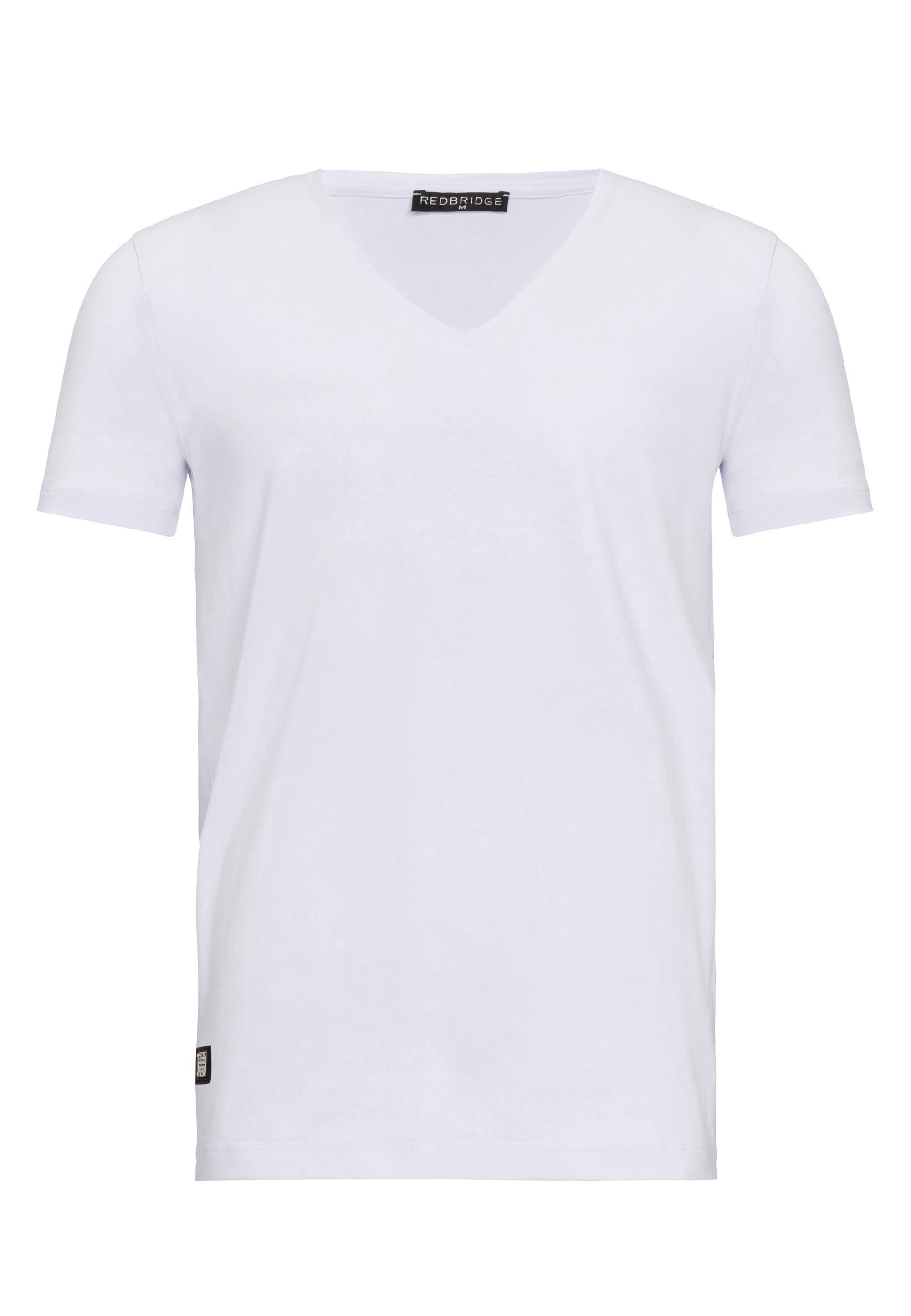 RedBridge T-Shirt Fullerton basic mit Metall weiß aus Logopatch