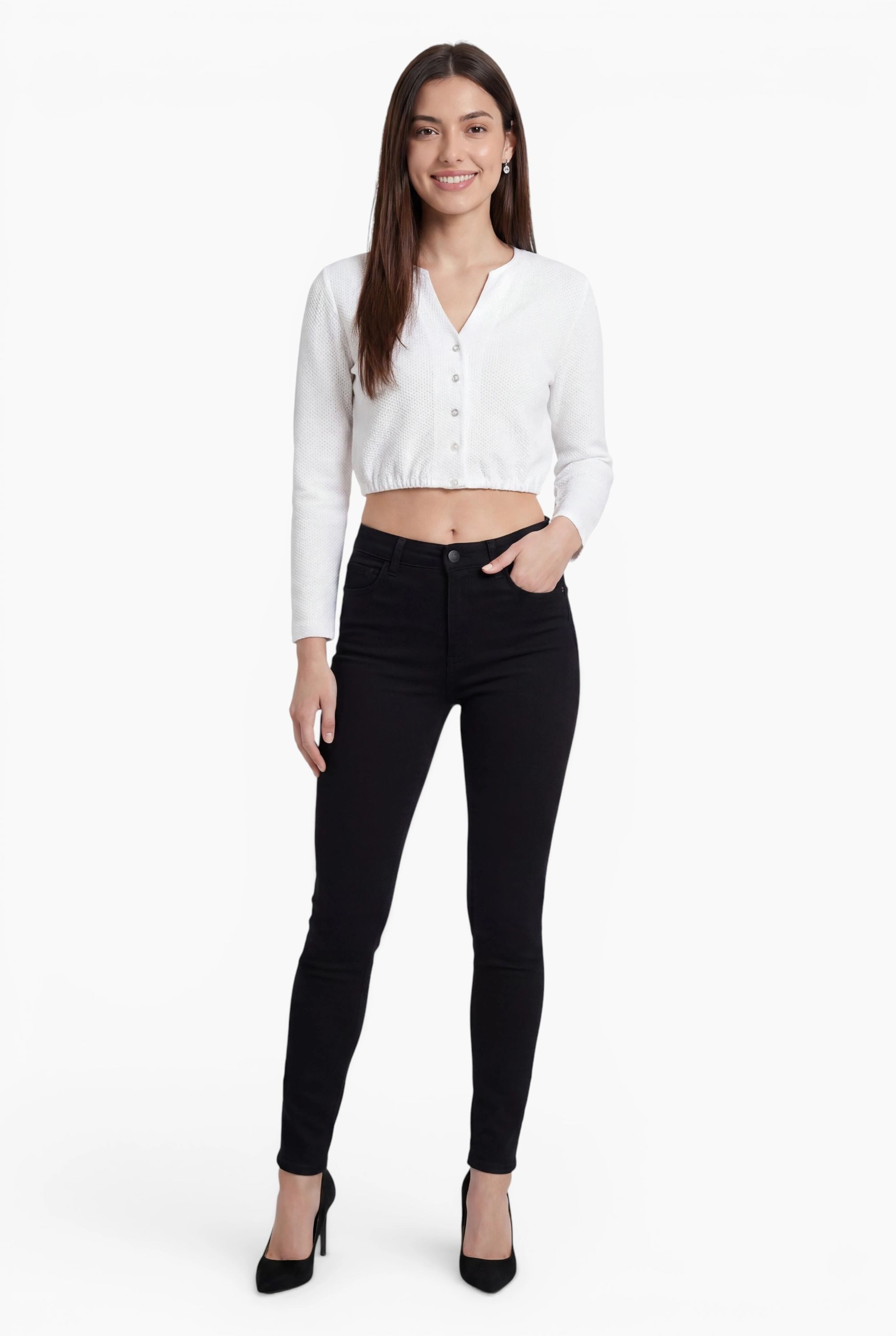 Nübler Dirndlbluse Dirndlbluse Langarm Lorena in Weiß