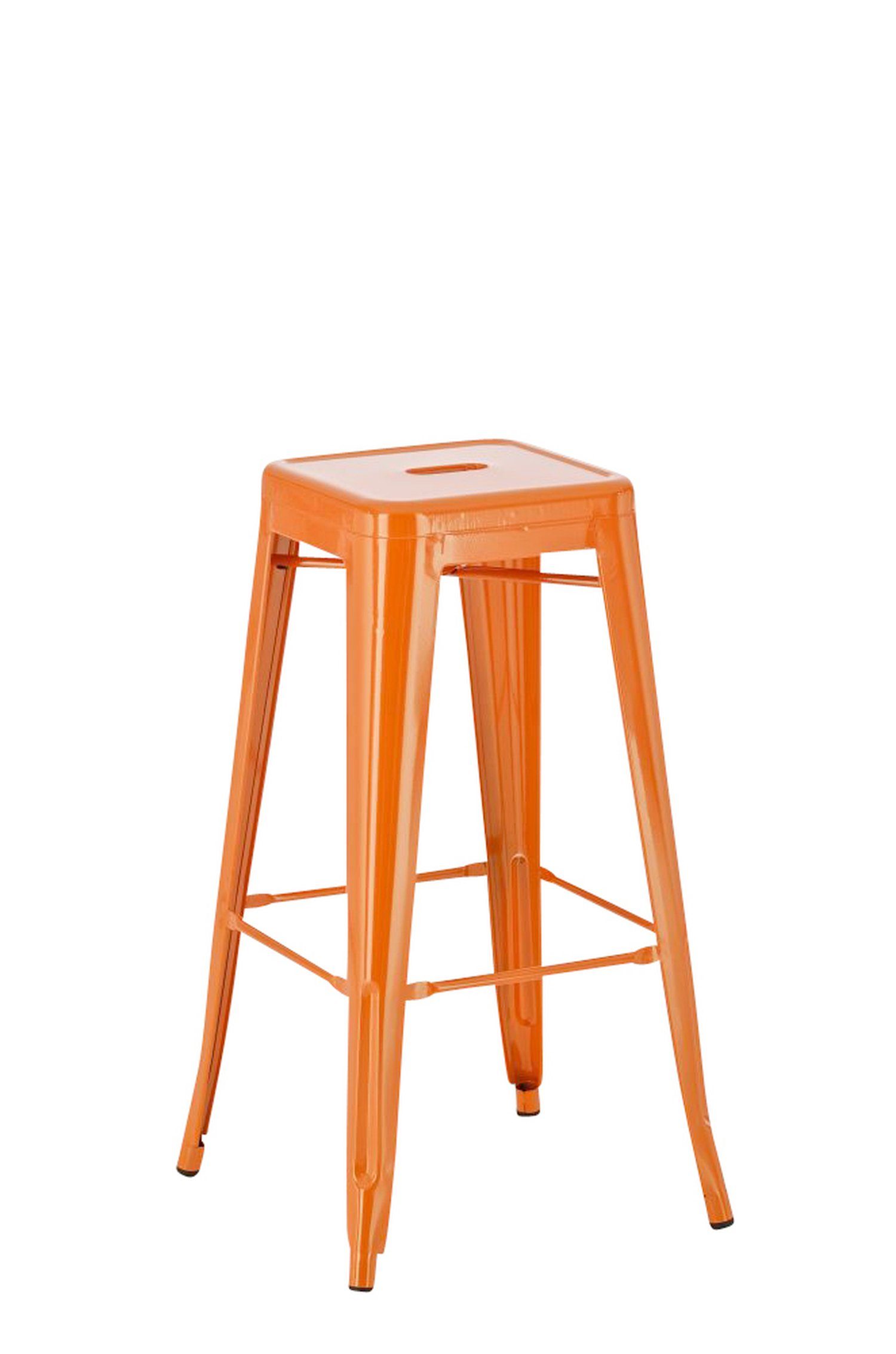TPFLiving Barhocker Joshua (mit angenehmer Fußstütze - Hocker für Theke & Küche), Gestell Metall Orange - Sitzfläche: Metall Orange