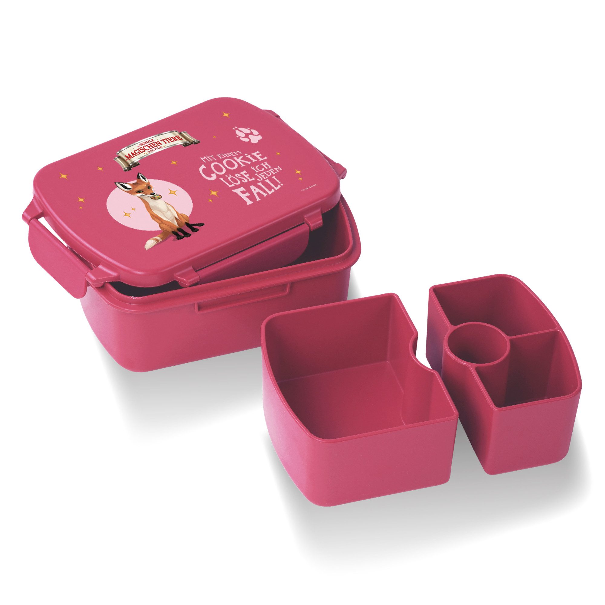 AWAVE® Lunchbox AWAVE® Die Schule der Magischen Tiere Snackbox, aus rPET, beerenrot, rPET, (1-tlg)
