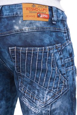Cipo & Baxx 5-Pocket-Jeans Kosmo Lupo Herren Jeans KM130 W31/L32 (1-tlg) mit Schriftzügen und Verzierungen