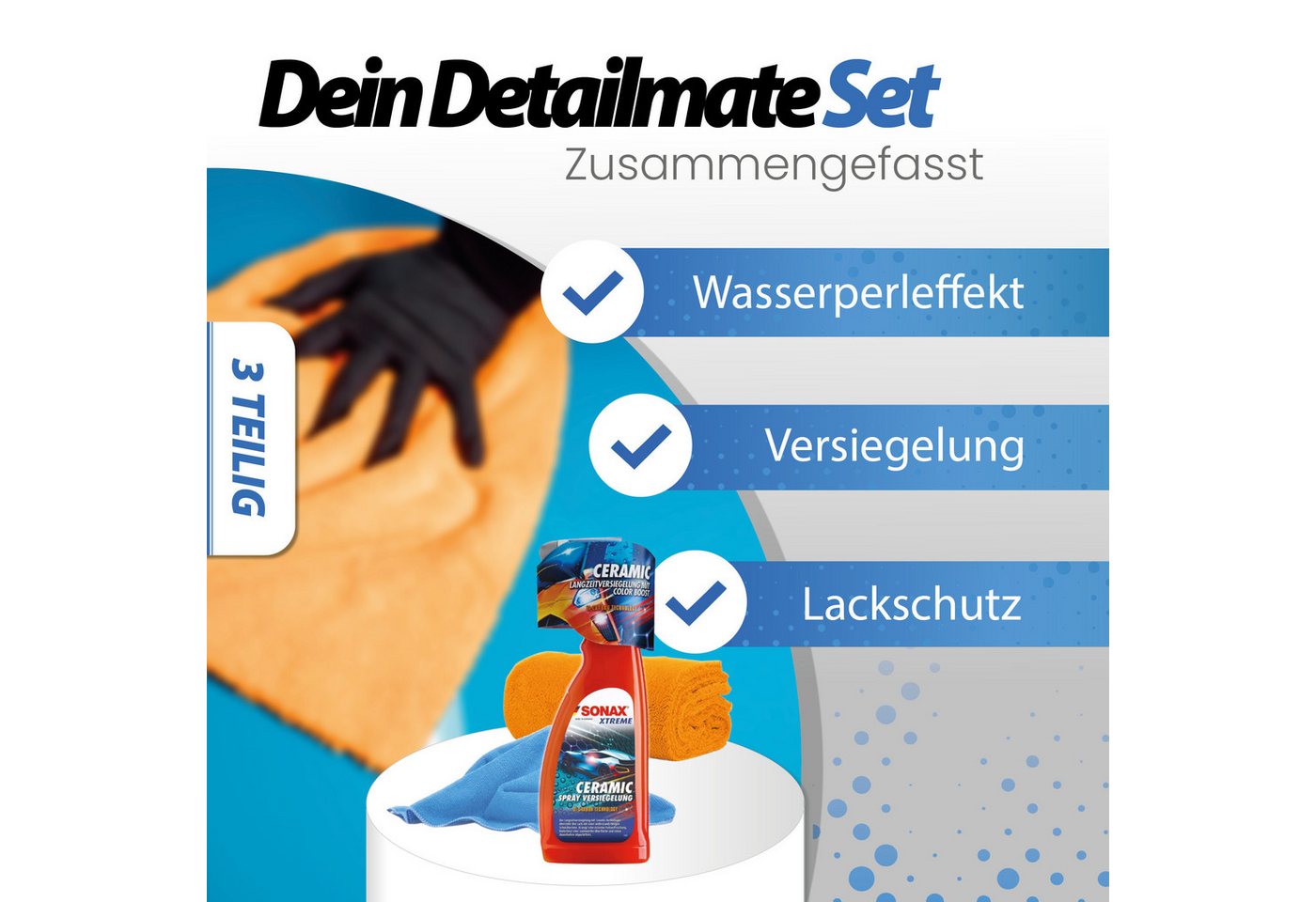 Thumbnail - detailmate Reinigungs-Set SONAX XTREME Ceramic Spray Versiegelung Set + 2x Mikrofasertuch, (3-St), Coating Keramik Versi...