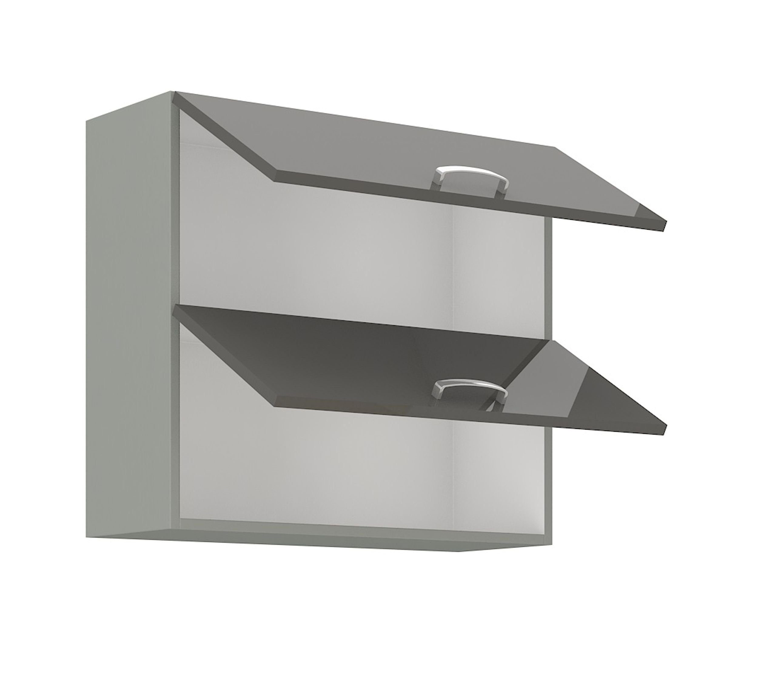 Küchenzeile Grau Küchenblock Grey 80 cm Küchen-Preisbombe Küche Hochglanz Hängeschrank Bianca