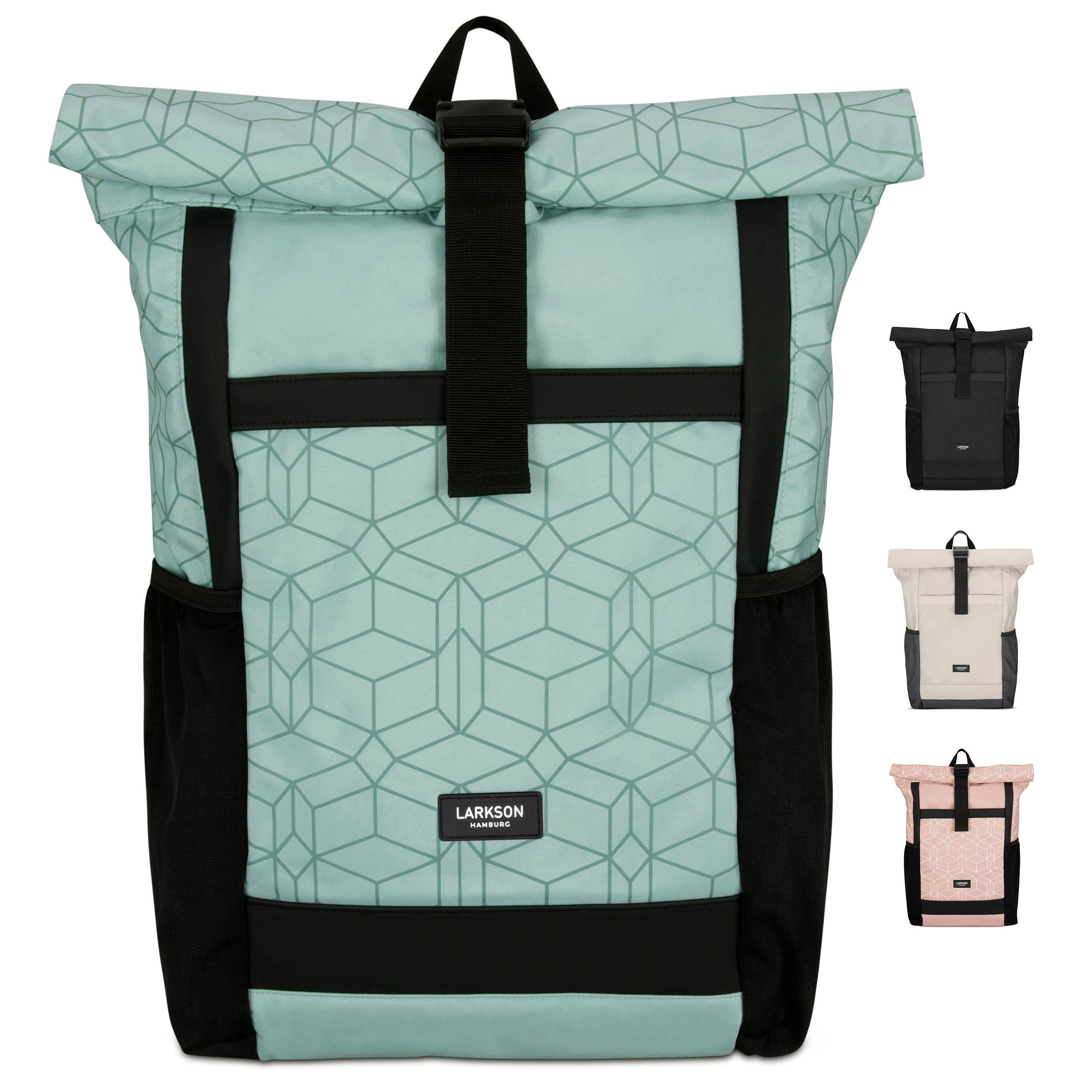 LARKSON Cityrucksack No 2, Rolltop Damen Herren, Laptop Fach (1-tlg), Wasserabweisend