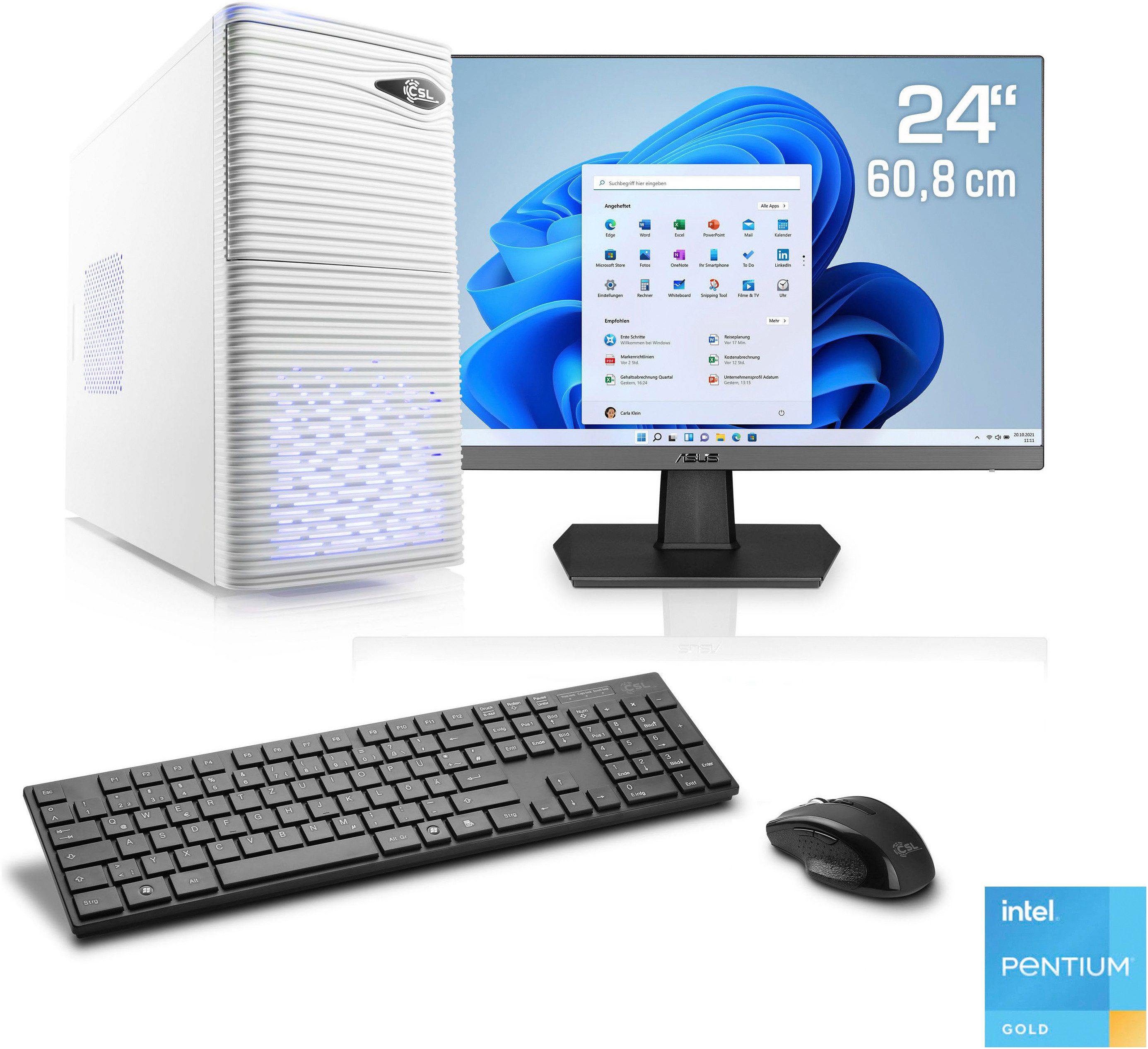 CSL Speed V21811 PC-Komplettsystem (24", Intel® Pentium Gold G6400, 8 GB RAM, 500 GB SSD)