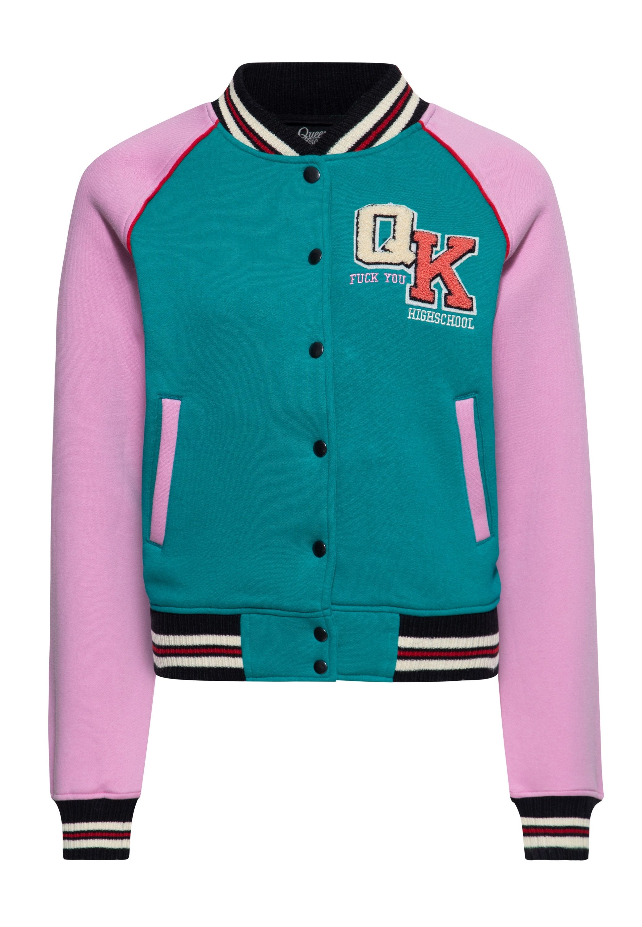 QueenKerosin Collegejacke Lucky Cat (1-St) mit Raglanärmel
