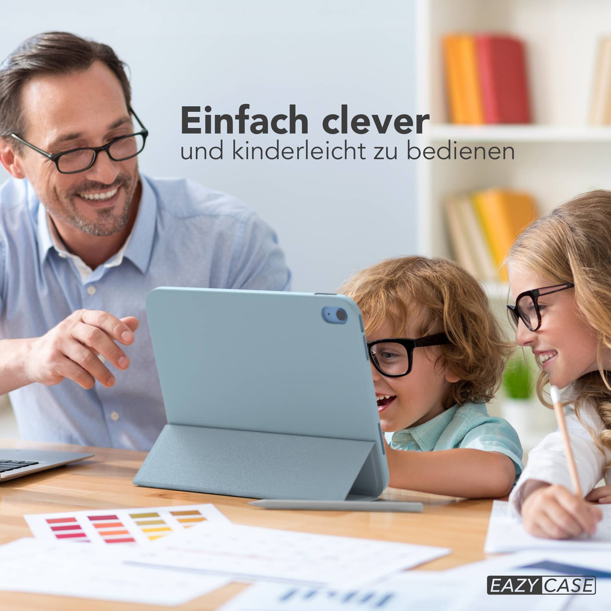 EAZY CASE Tablet-Hülle Penholder Smartcase für Apple iPad 10. Gen. (2022) 10,9 Zoll, Touchpen Stifthalterung Klappcase Anti-Kratz Tablet Tasche Hellblau – Bild 3 von 5
