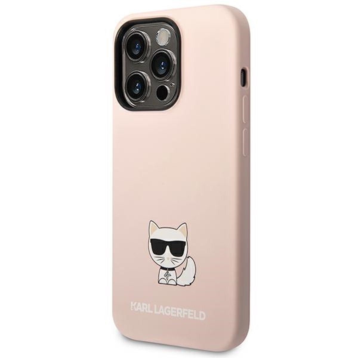 KARL LAGERFELD Smartphone-Hülle Karl Lagerfeld Apple iPhone 14 Pro Silikon Choupette Case Cover Rosa