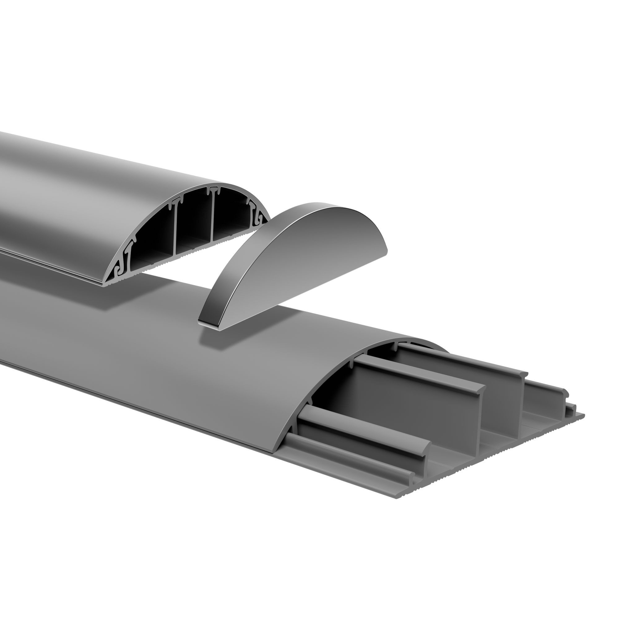 Hexim Kabelkanal (Endkappe 68x18mm grau PVC Kunststoff halbrunde Kabelabdeckung - für Wand Boden & Decke TV Kabel LAN Strom Außenbereich Kabelmanagement)