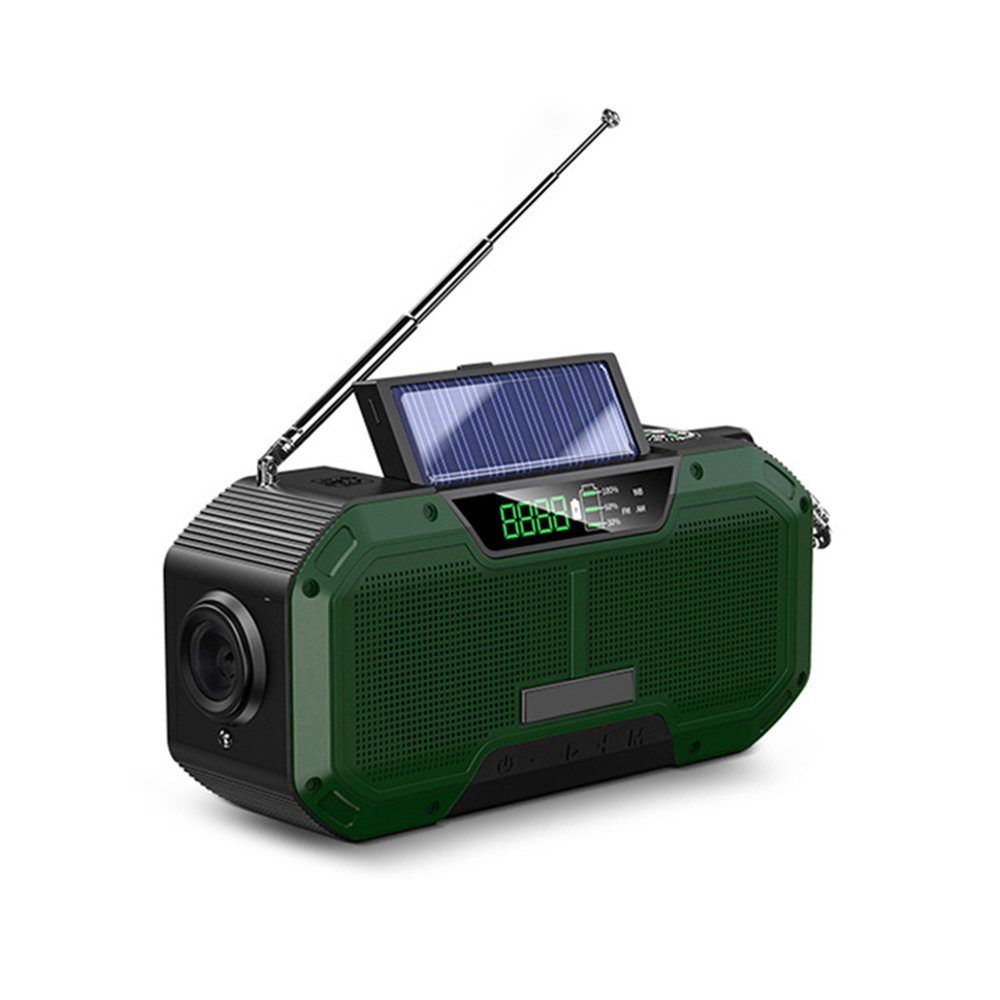 Solar Radio Notfallversorgung Überlebensausrüstung mit Taschenlampe PowerBank für Outdoor Camping 5000 mAh Kurbelradio Bluetooth Lautsprecher Tragbares AM/FM Notfall Radio IPX5 Dynamo Wetter Radio 