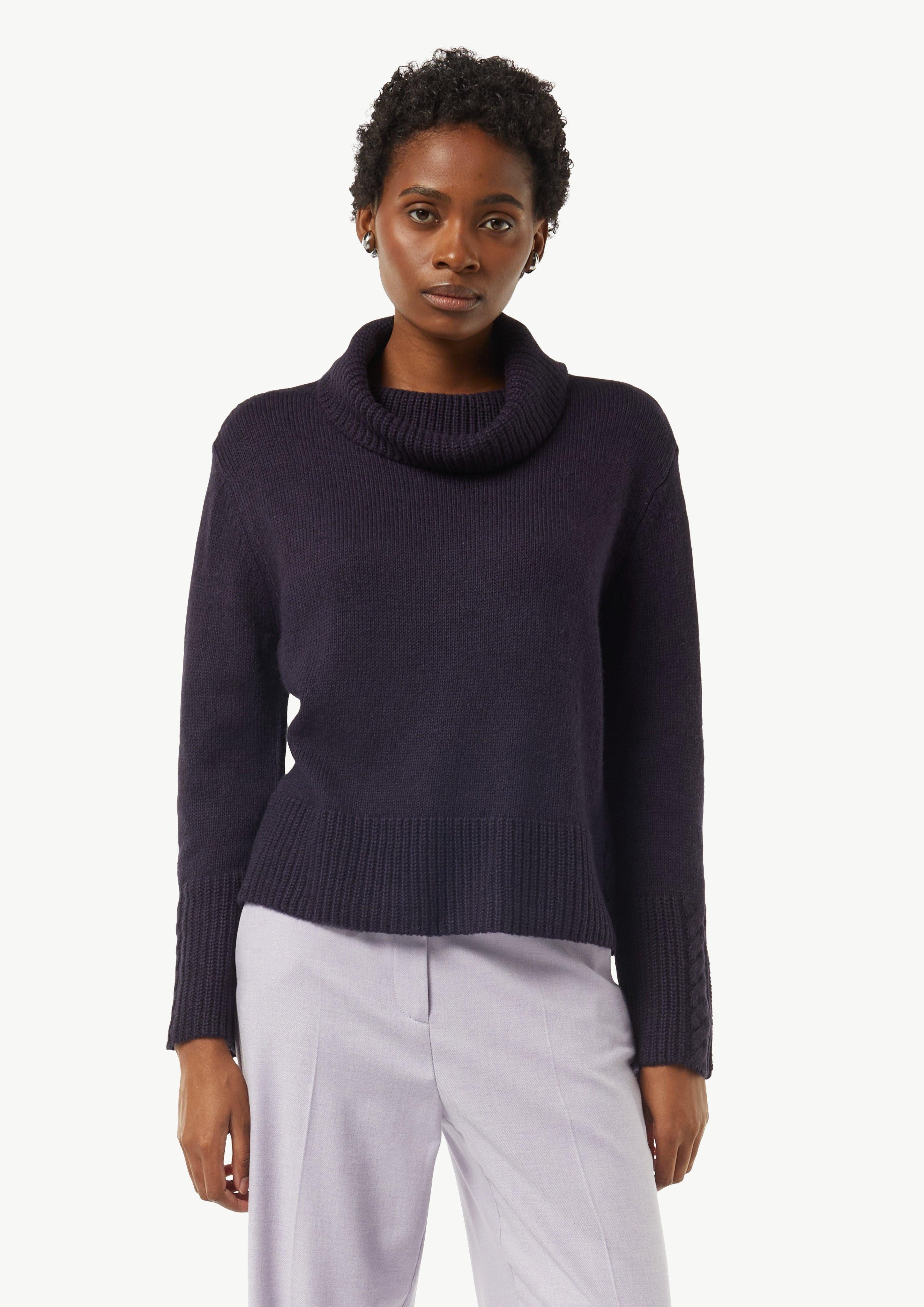 Langarmshirt Rollkragenpullover mit Zopfdetail