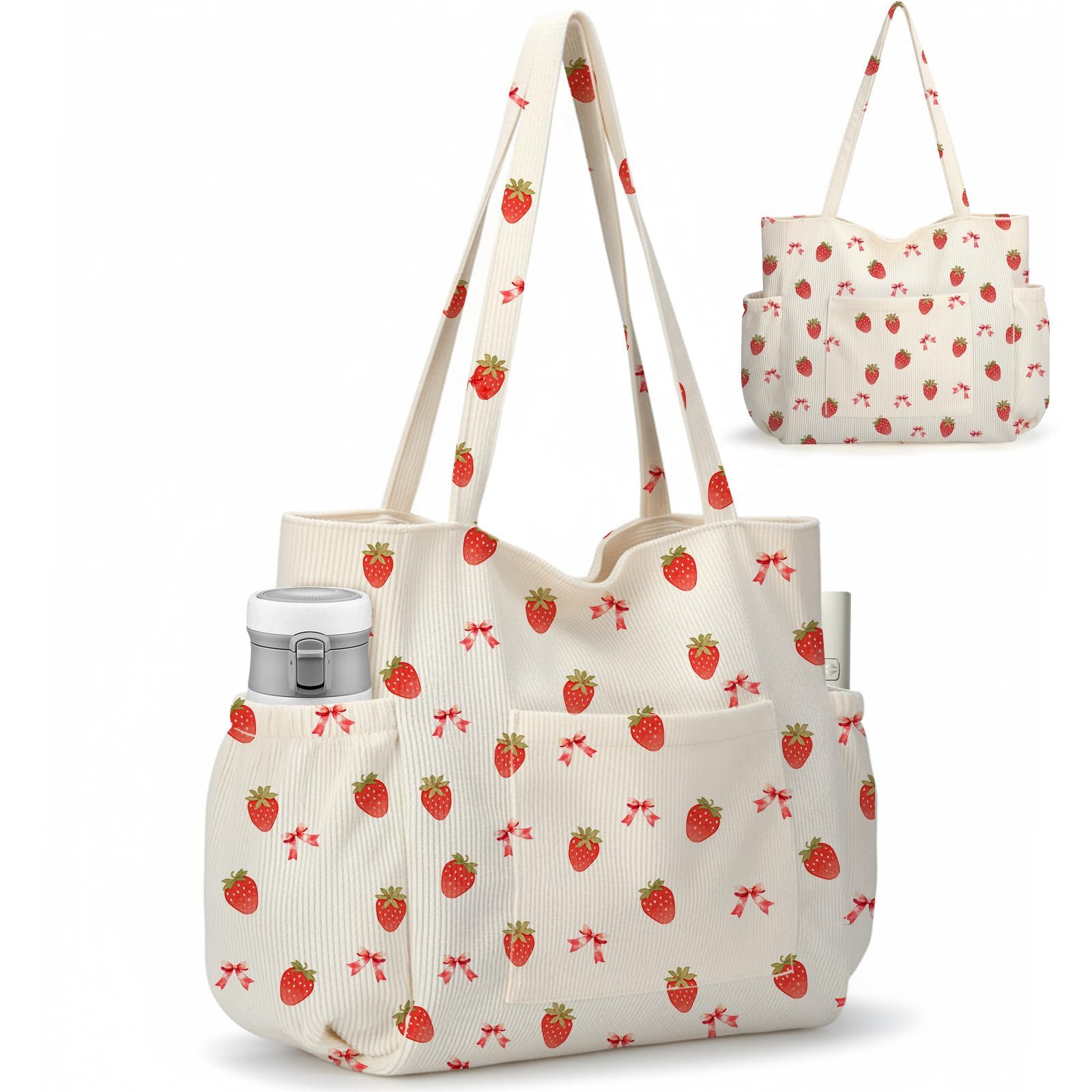 Zaewry Umhängetasche Cord-Shopper für Damen, Schultertasche, stylische Tragetasche, mit 6 Fächern – Umhängetasche für Arbeit, Reisen & Fitnessstudio