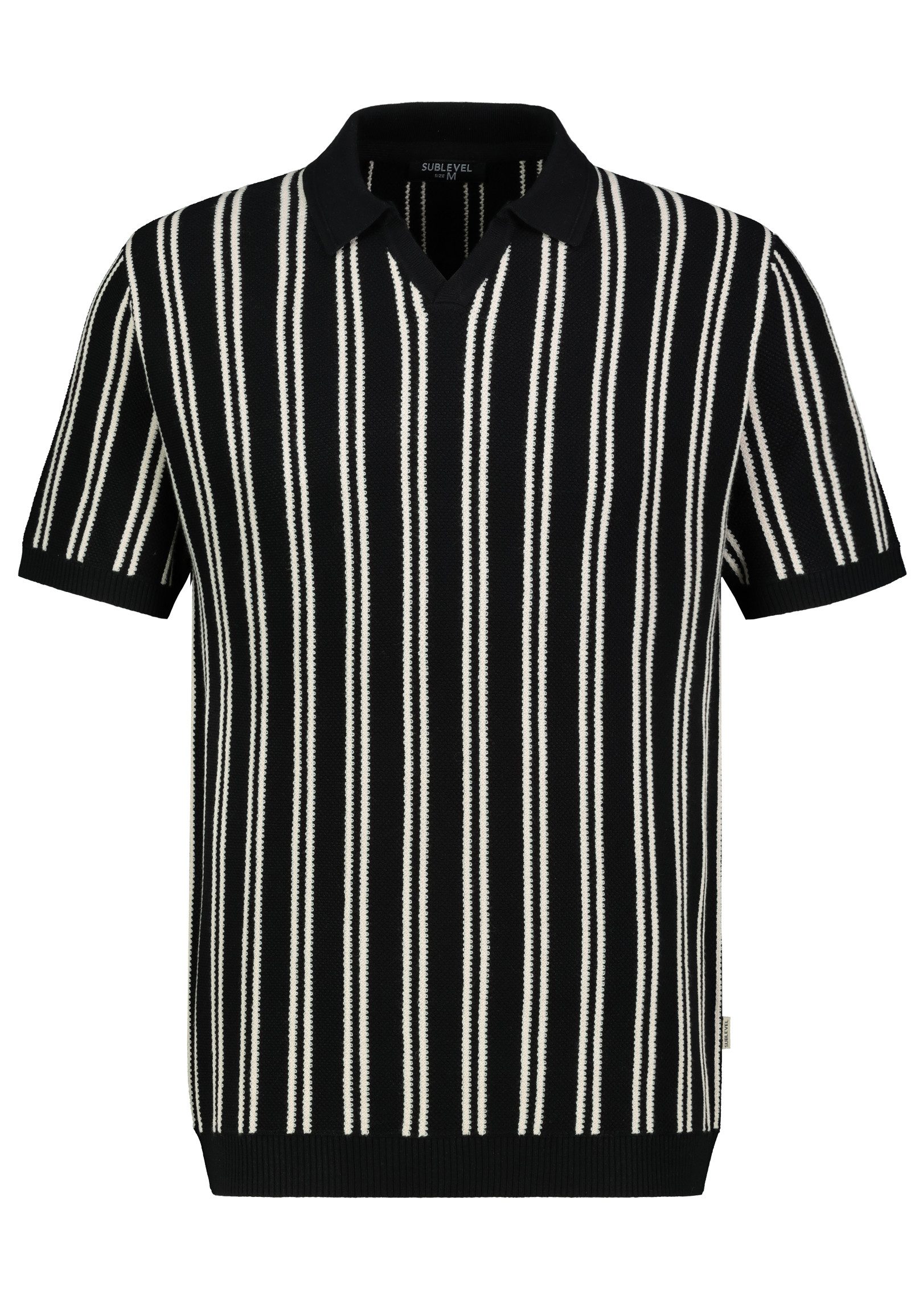 SUBLEVEL Poloshirt Zeitloses Design V-Ausschnitt Streifenmuster Stilvoll (1-tlg) H93130M90939A_Polo S/S