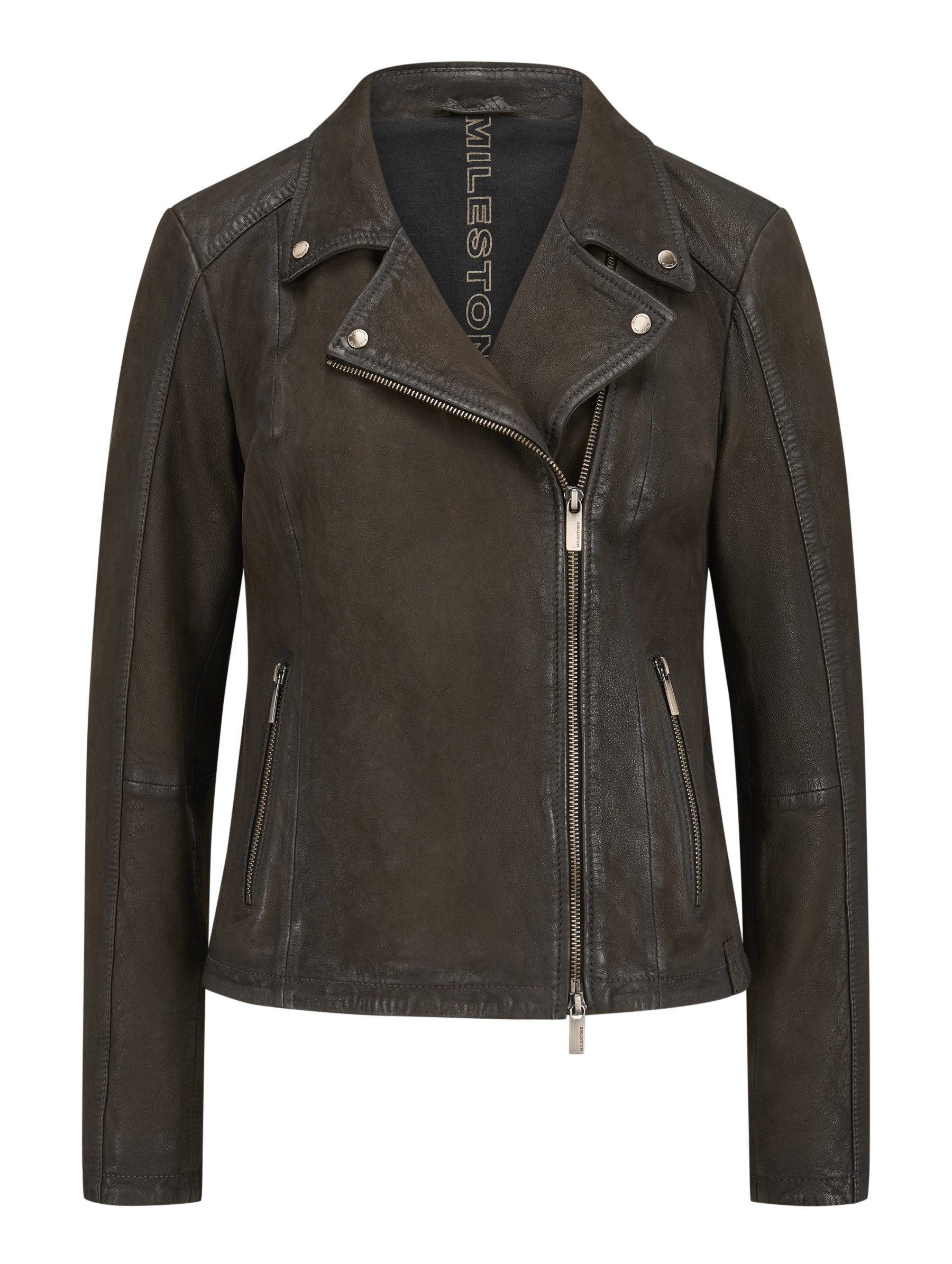 Milestone Lederjacke MSStellar aus Nubuk Leder im Biker-Look
