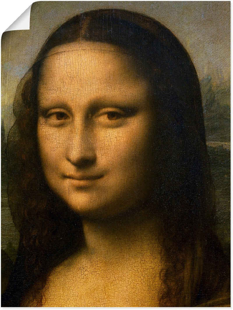 Artland Wandbild Mona Lisa. Detail Kopf. 1503-1506, Frau (1 St), als Leinwandbild, Wandaufkleber oder Poster in versch. Größen