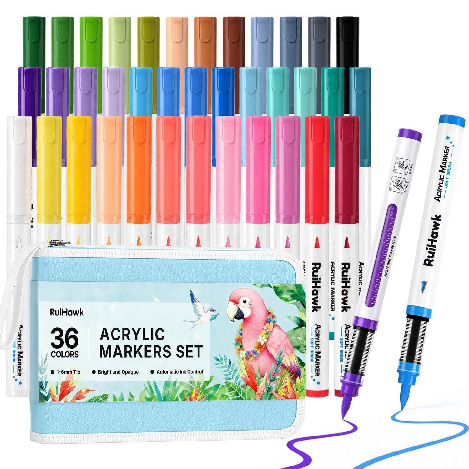 LuxusKollektion Marker Acrylstifte Set 36 Farben Macaron Pastell Pinselspitze